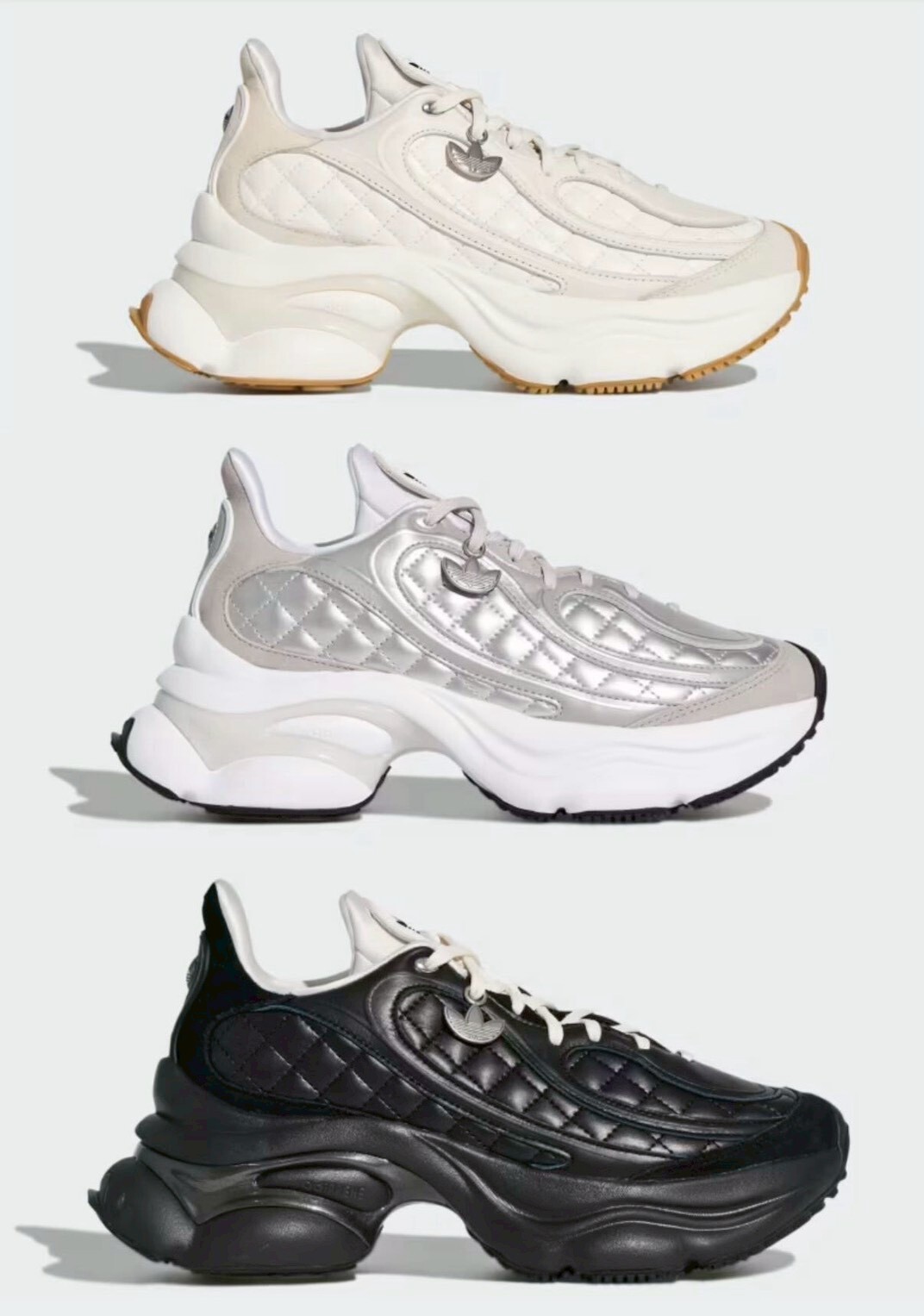 Luxury】ADIDAS OZVENUZ 菱格小香風奶茶銀白黑增高厚底運動鞋女款KJ3972