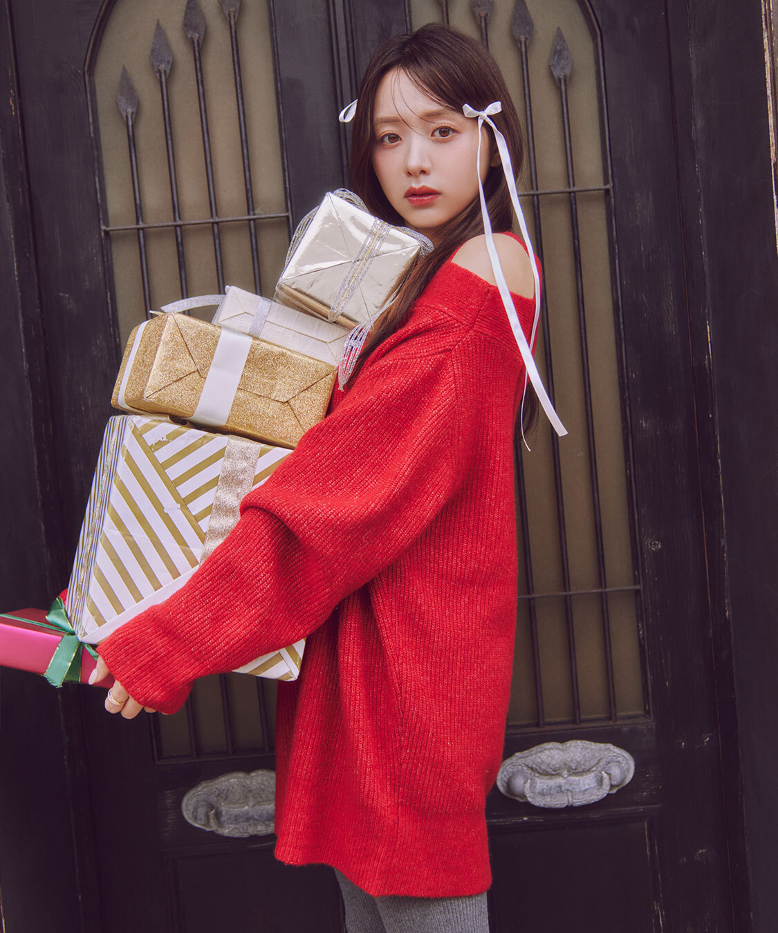 [預購]COCO DEAL 斜肩開衩針織衫