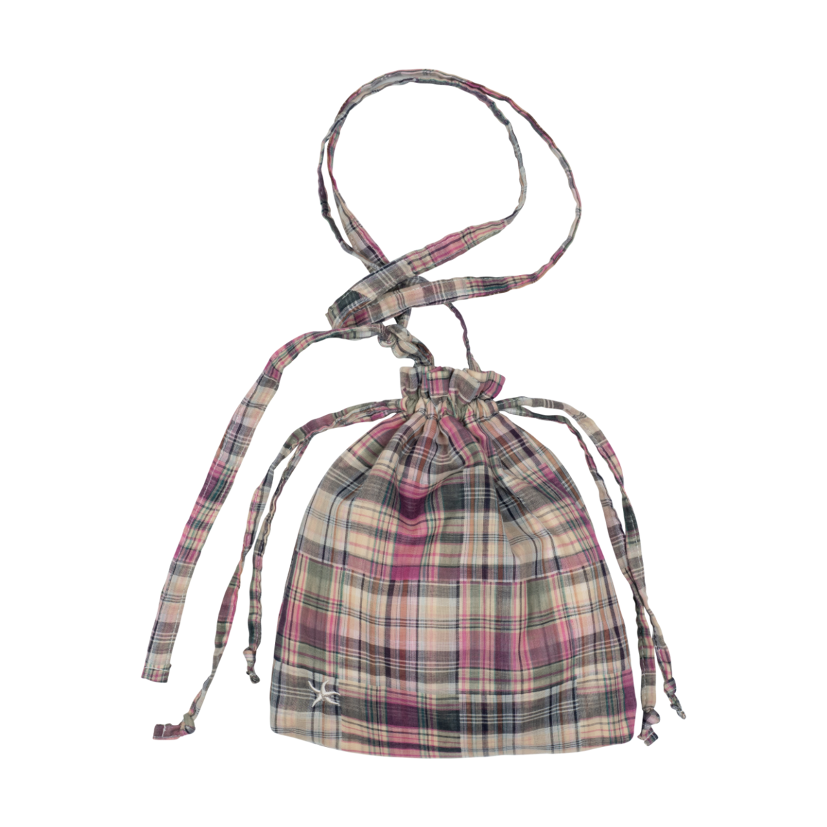 TCM vintage check pouch bag