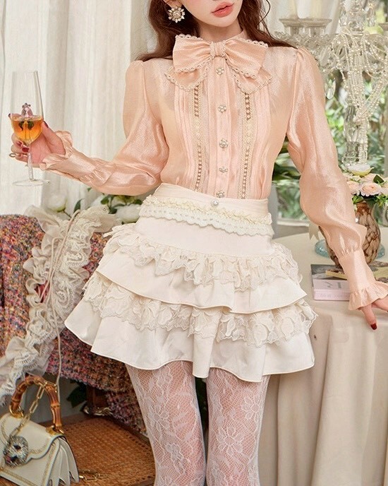 設計師家蕾絲層疊洛可可蛋糕短裙