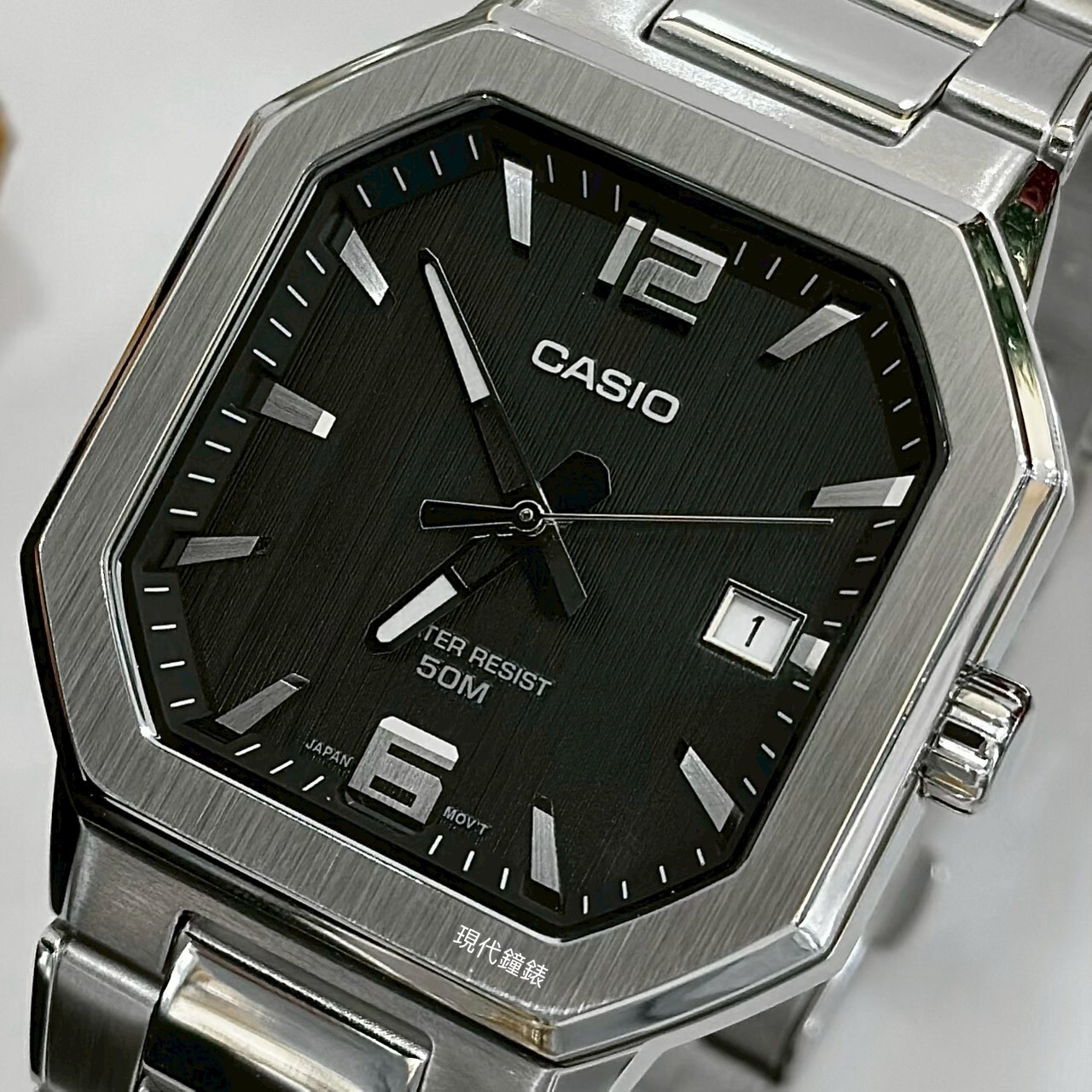 【CASIO 卡西歐】八角方形質感金屬MTP-B195D-1A 38mm 現代鐘錶