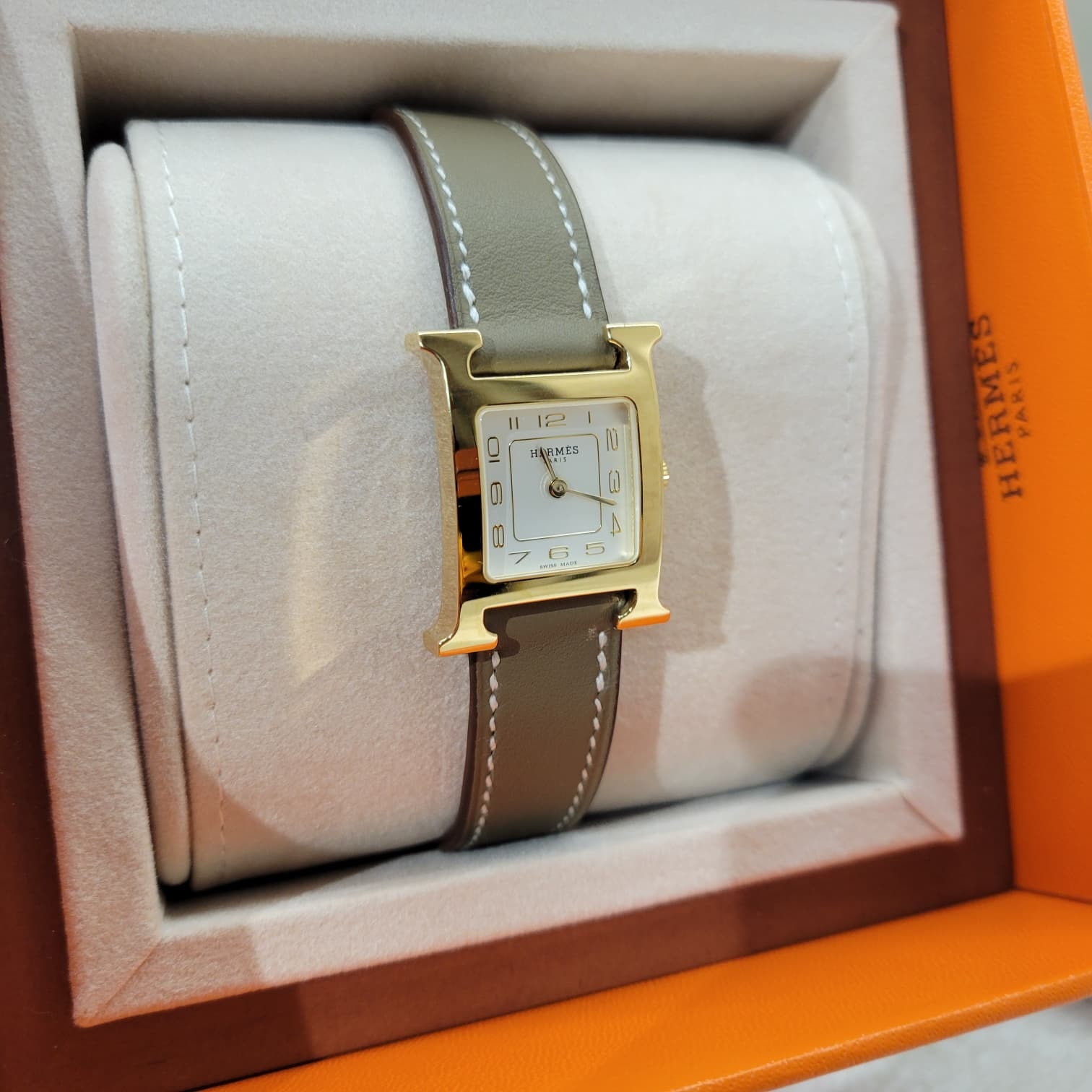 Hermes Heure H watch ETOUPE F small model 25mm (2025NEW) 手錶 大象灰金 SWIFT