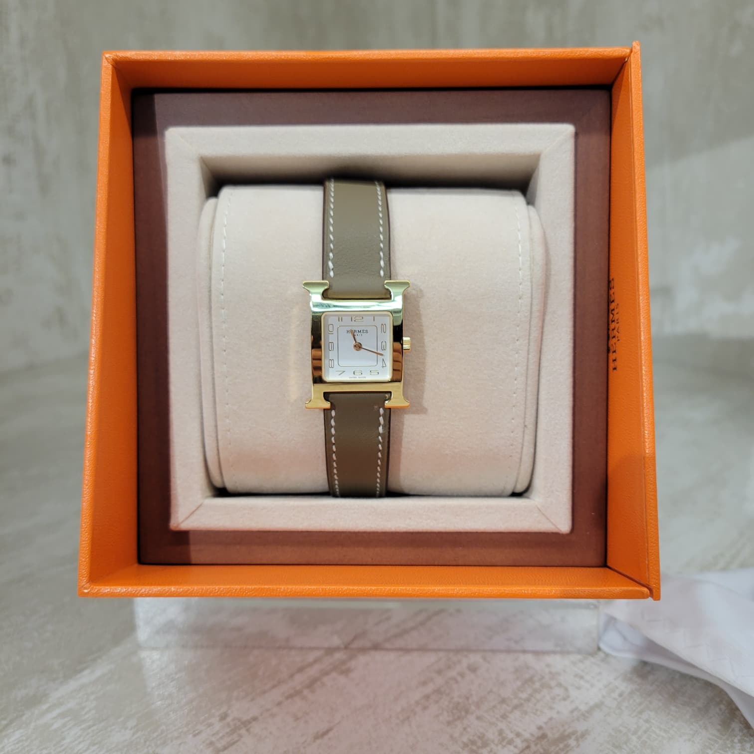 Hermes Heure H watch ETOUPE F small model 25mm (2025NEW) 手錶 大象灰金 SWIFT