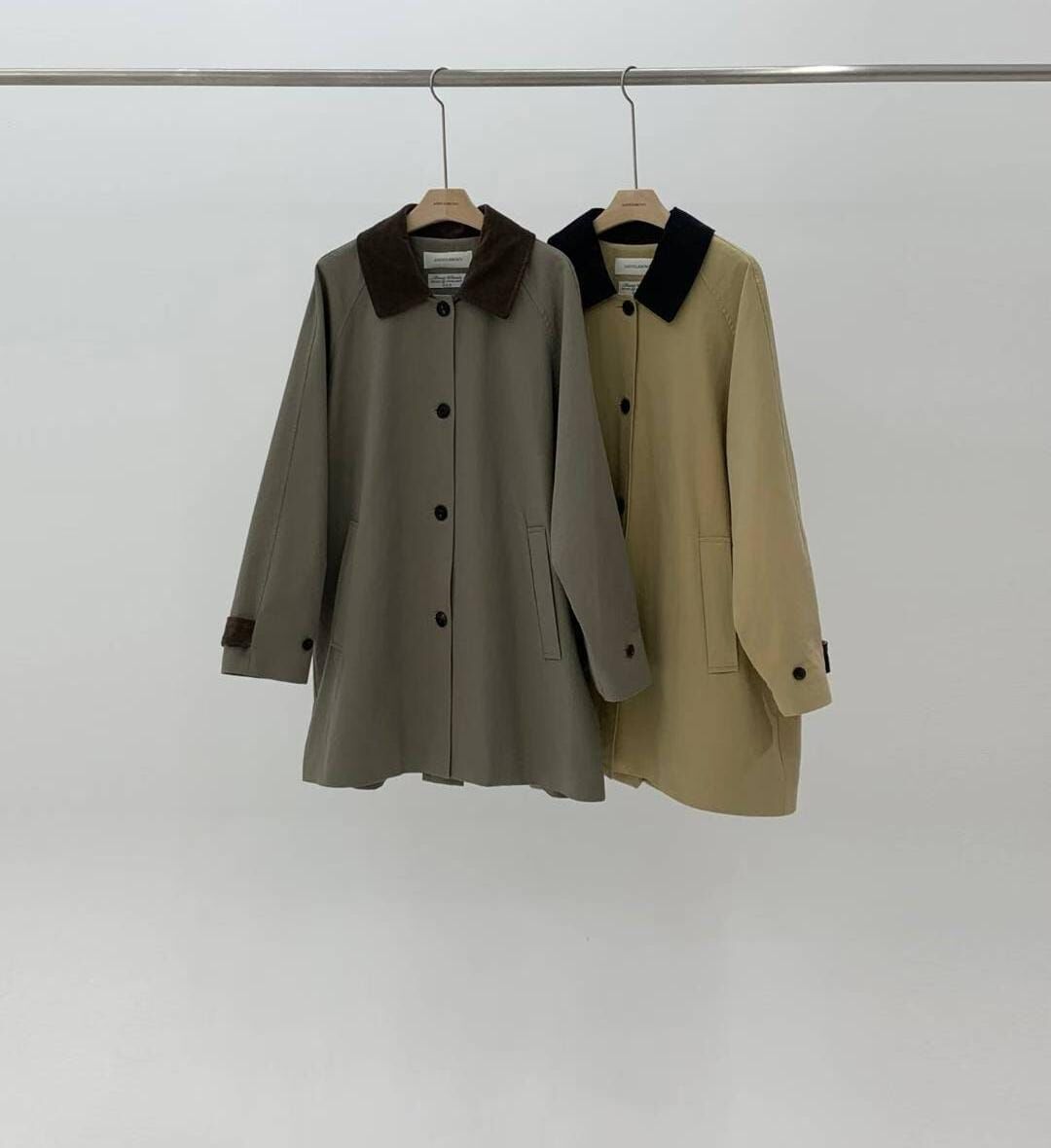 AY5304 反領拼色領風褸 *特價* (購物金不適用)