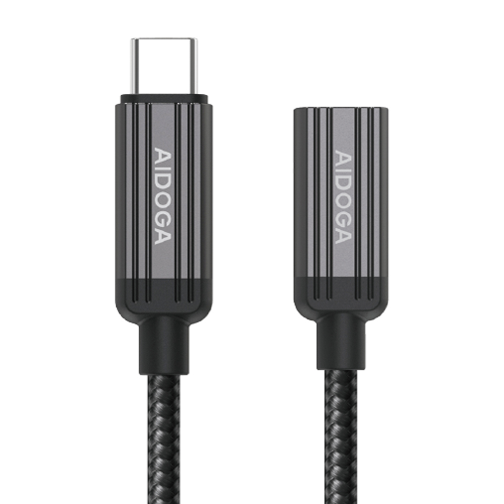 AIDOGA 艾迪伽 240W快充 USB-C 母 轉 Type-C PD 轉接延長充電傳輸線 QC5.0 鋼鐵 1M 支援iPhone17/16/15系列/安卓手機