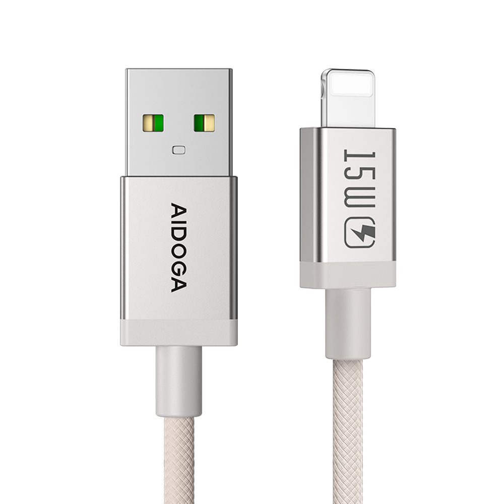 AIDOGA 艾迪伽 USB-A TO Lightning充電傳輸編織快充線 耐髒汙 MochaFlex 1.2M 支援iPhone5-14系列