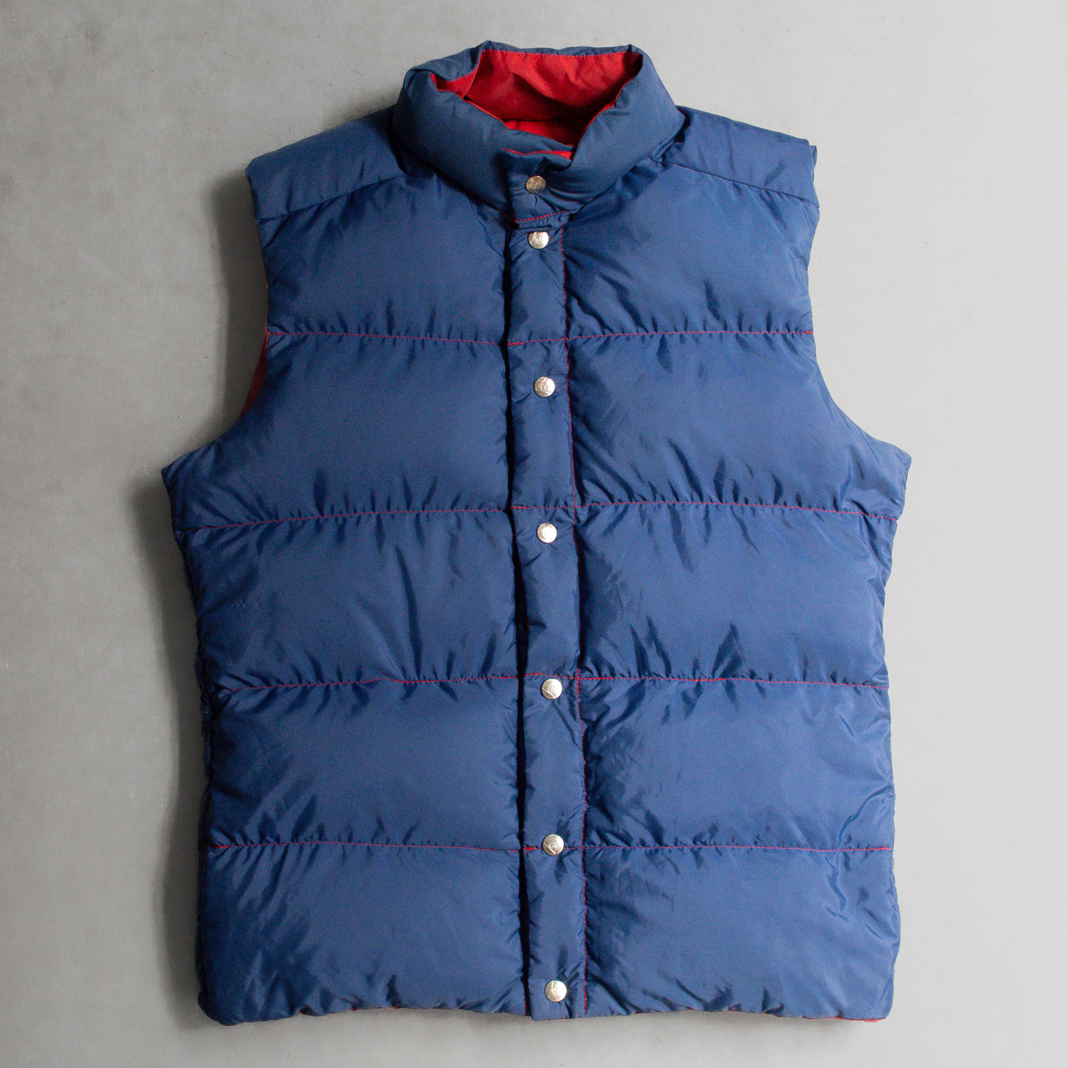 70S GERRY REVERSIBLE DOWN VEST 美國製 雙面穿 紅色 深藍 登山 羽絨 背心