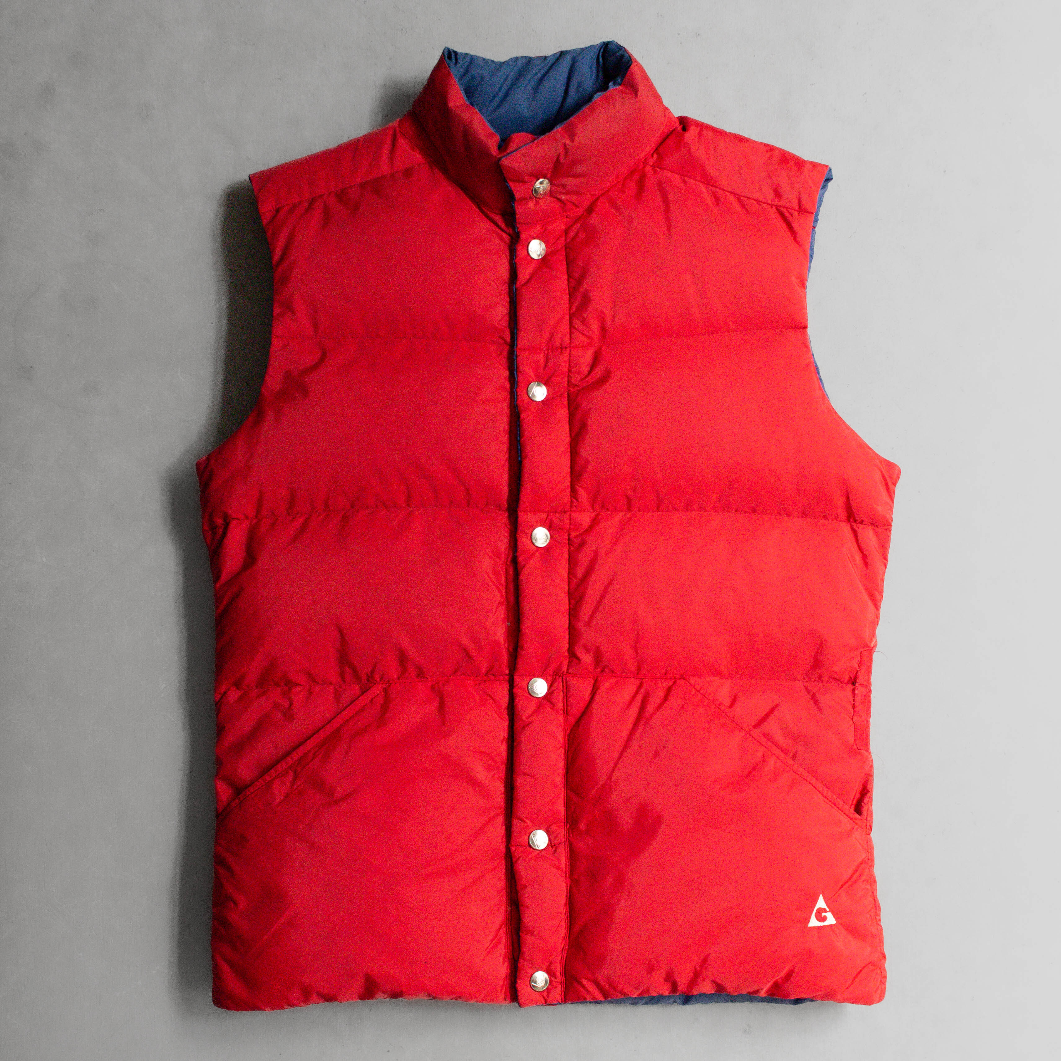 70S GERRY REVERSIBLE DOWN VEST 美國製 雙面穿 紅色 深藍 登山 羽絨 背心