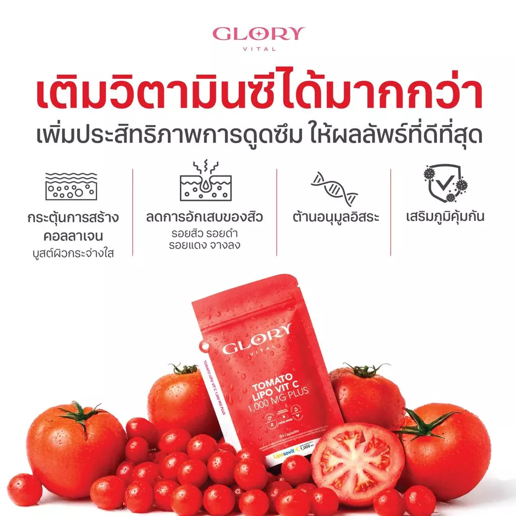 （紅色包裝）🍅 GLORY 番茄 Lipo 維他命C 去黃亮白｜膠原增生｜提氣色 抗衰keep young！