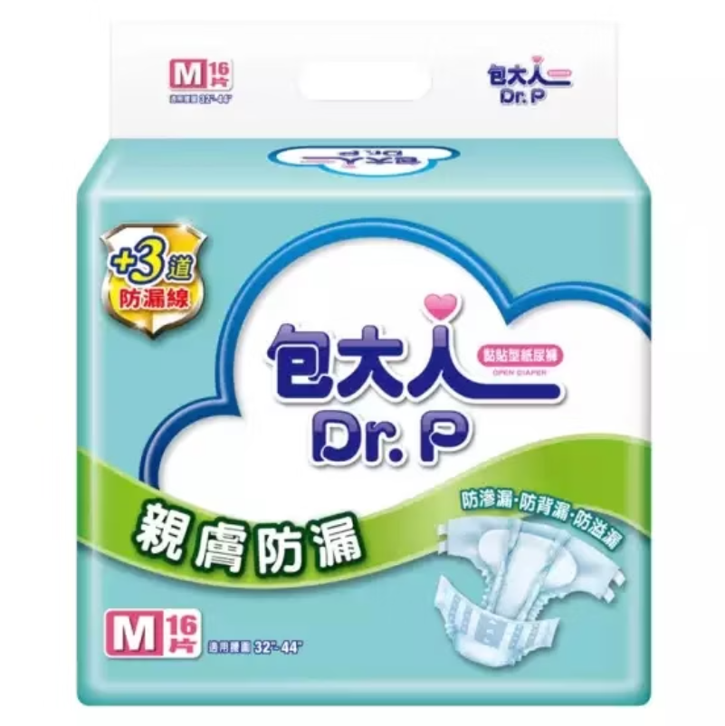 包大人｜親膚防漏成人紙尿褲M 16片x6包／箱