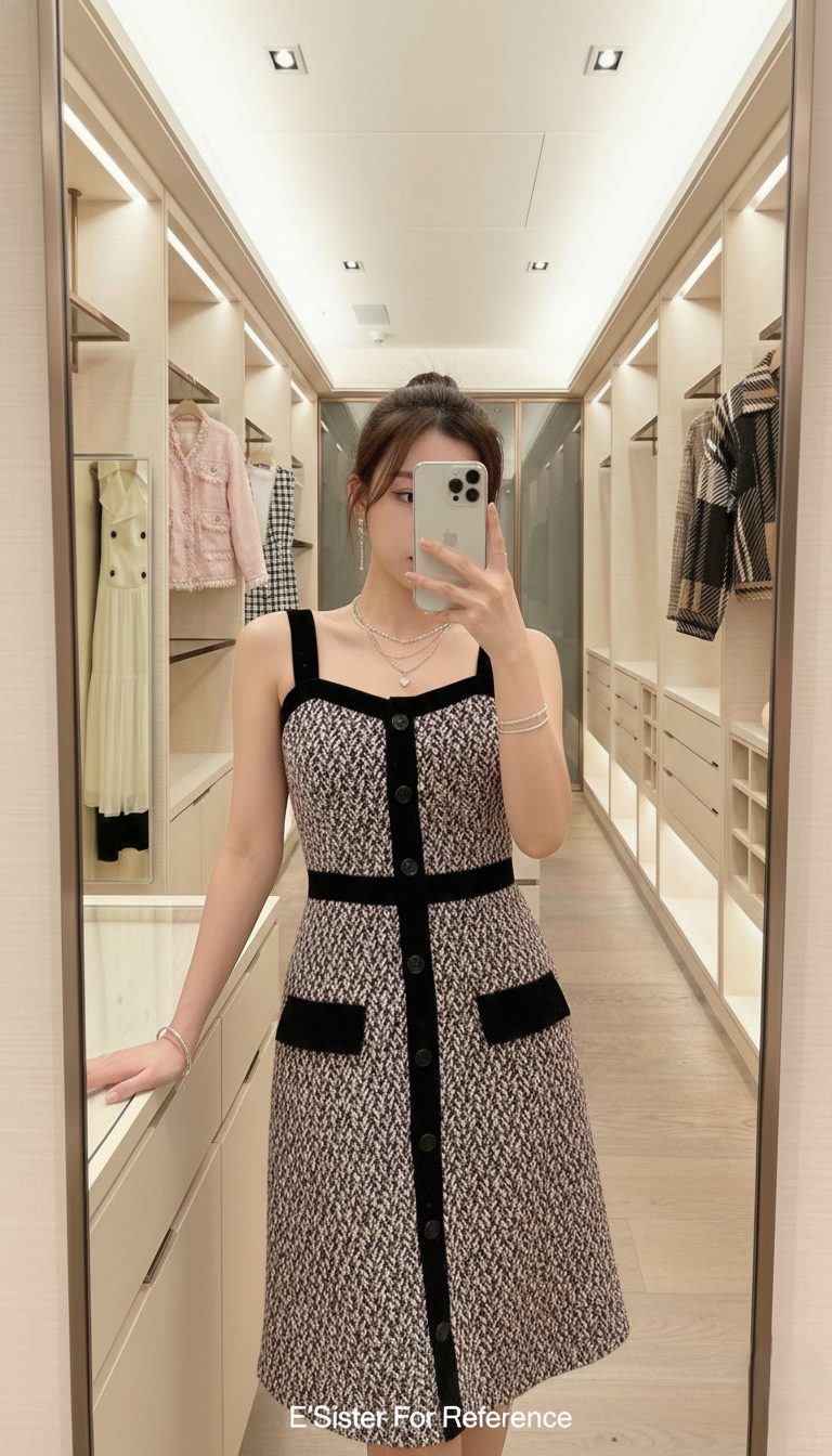 韓系名媛風亮片拼接魚尾連身裙 C69