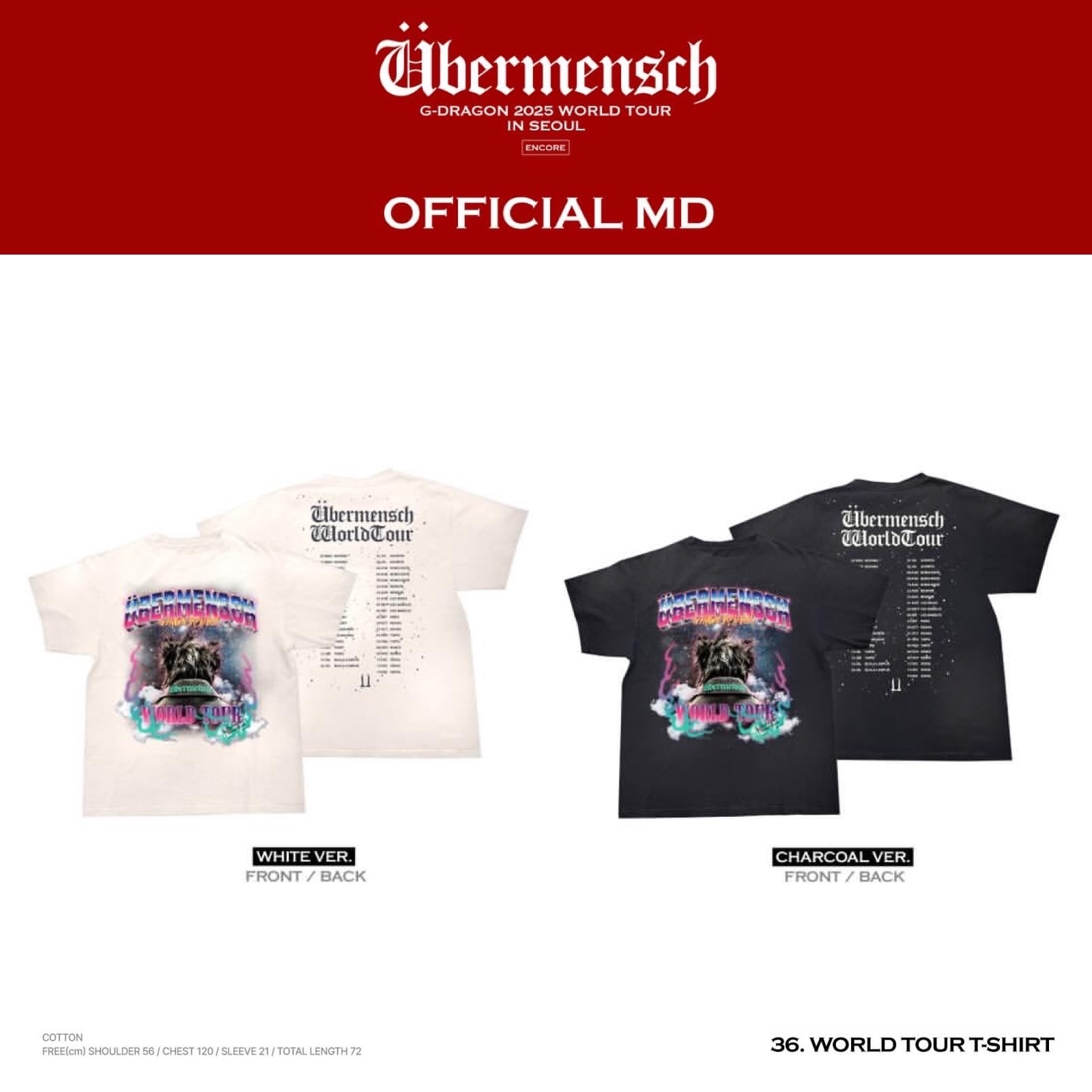 G-DRAGON 2025 WORLD TOUR IN SEOUL - 36 WORLD TOUR T-SHIRT