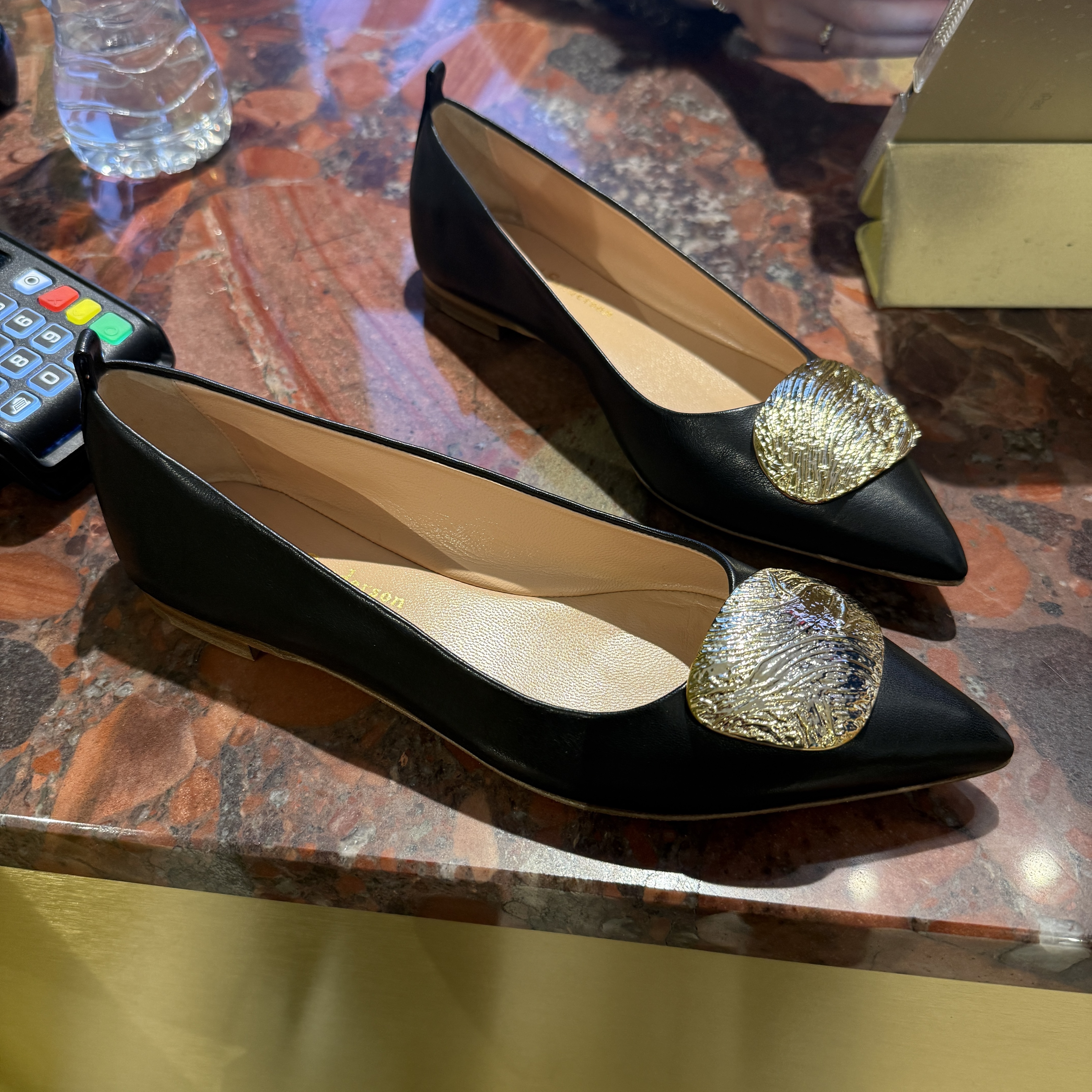 Rupert Sanderson Claudette ripple black nappa flats