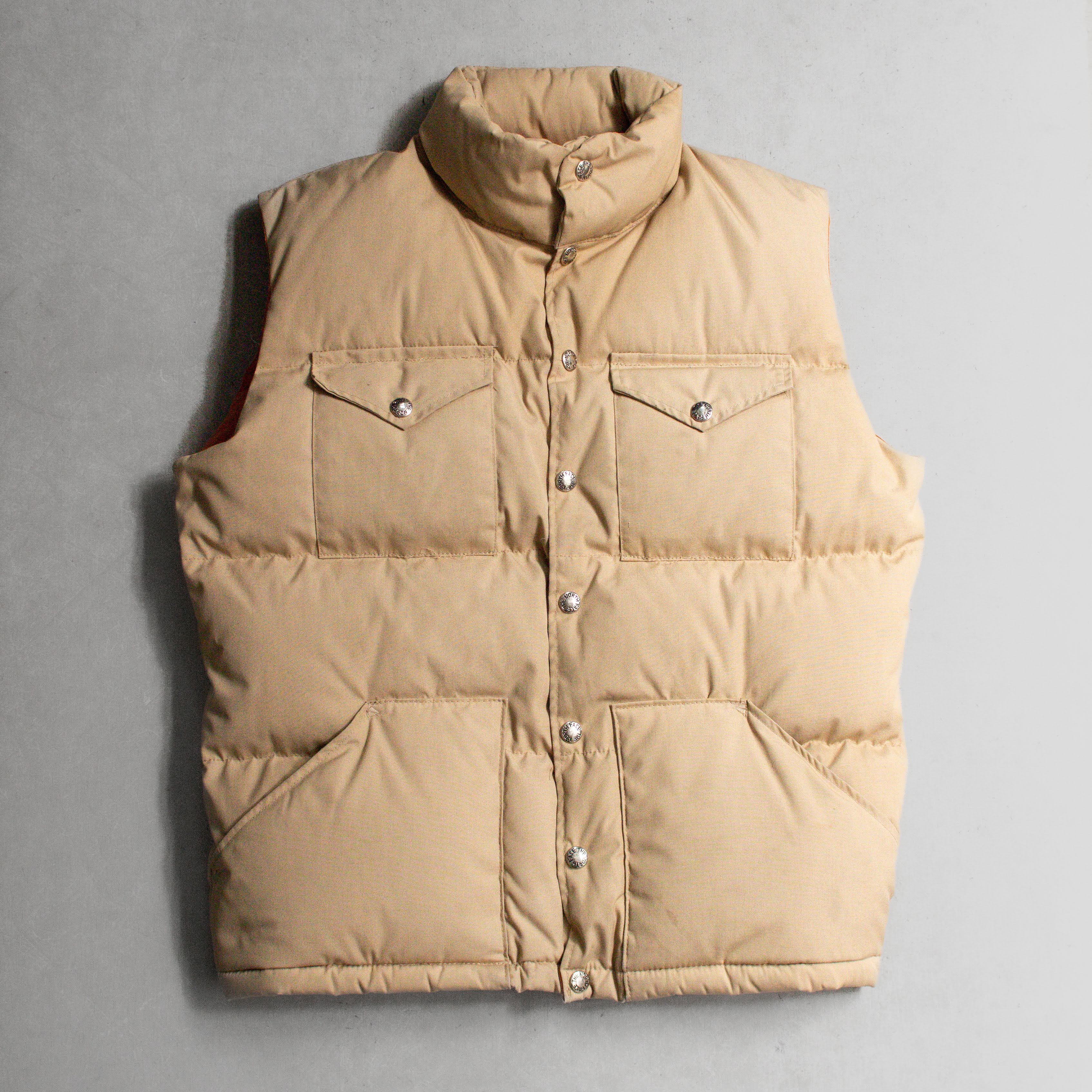70-80S THE NORTH FACE DOWN VEST 美國製 北臉 茶標 卡其 羽絨背心 S