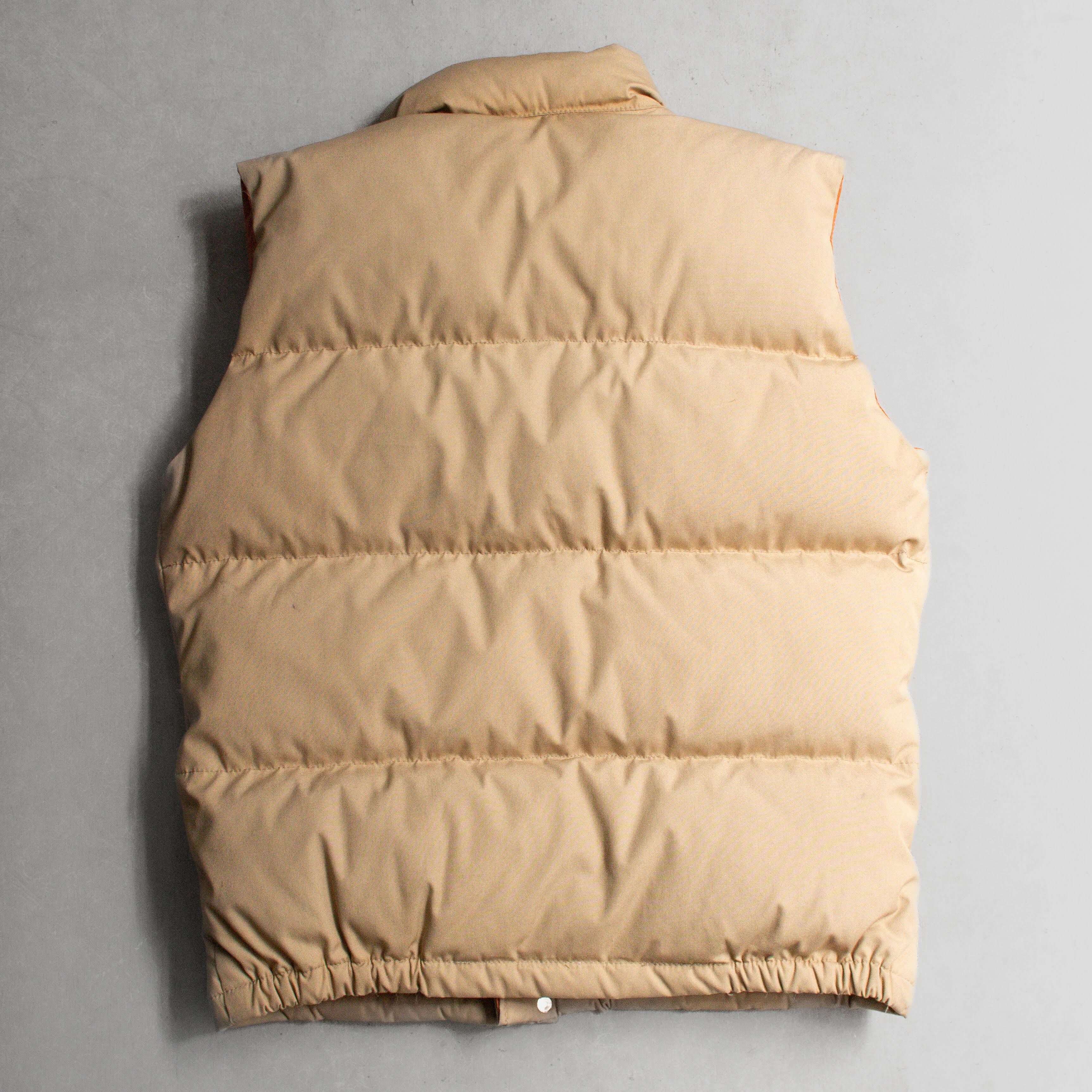 70-80S THE NORTH FACE DOWN VEST 美國製 北臉 茶標 卡其 羽絨背心 S