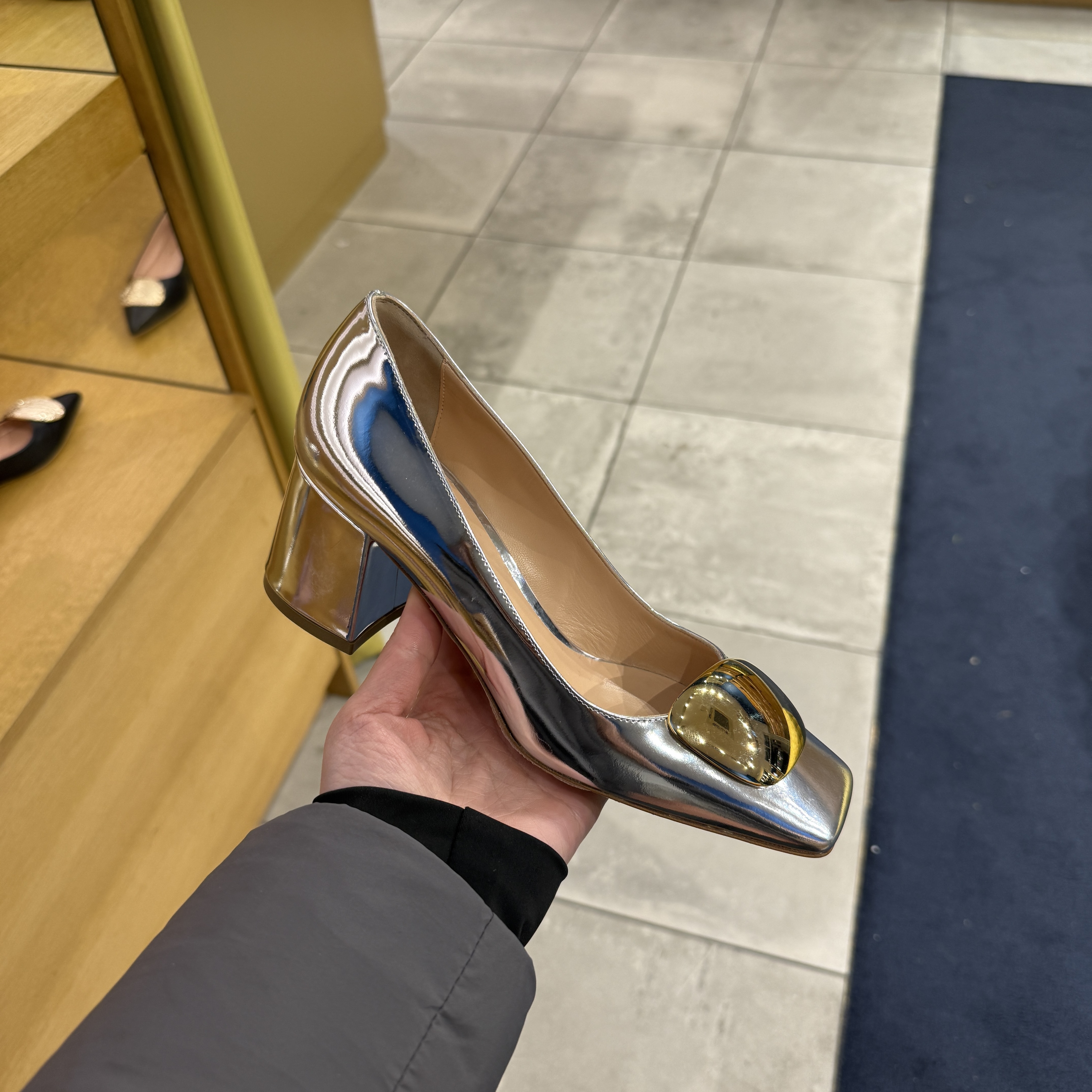 Rupert Sanderson Naxos silver mirror heels