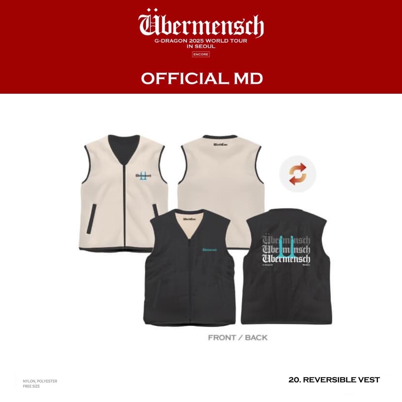 G-DRAGON 2025 WORLD TOUR IN SEOUL - 20 REVERSIBLE VEST