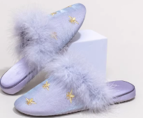 GG251227-G24 真絲火雞毛家用拖鞋霧霾藍