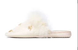 GG251227-G26 真絲火雞毛家用拖鞋奶黃