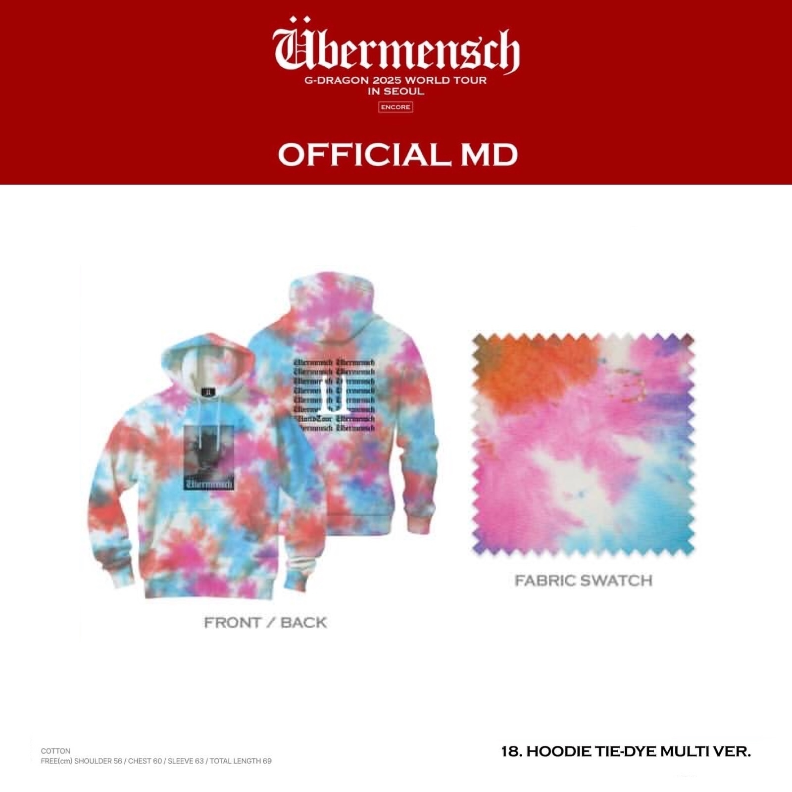 G-DRAGON 2025 WORLD TOUR IN SEOUL - 18 HOODIE TIE-DYE MULTI VER.
