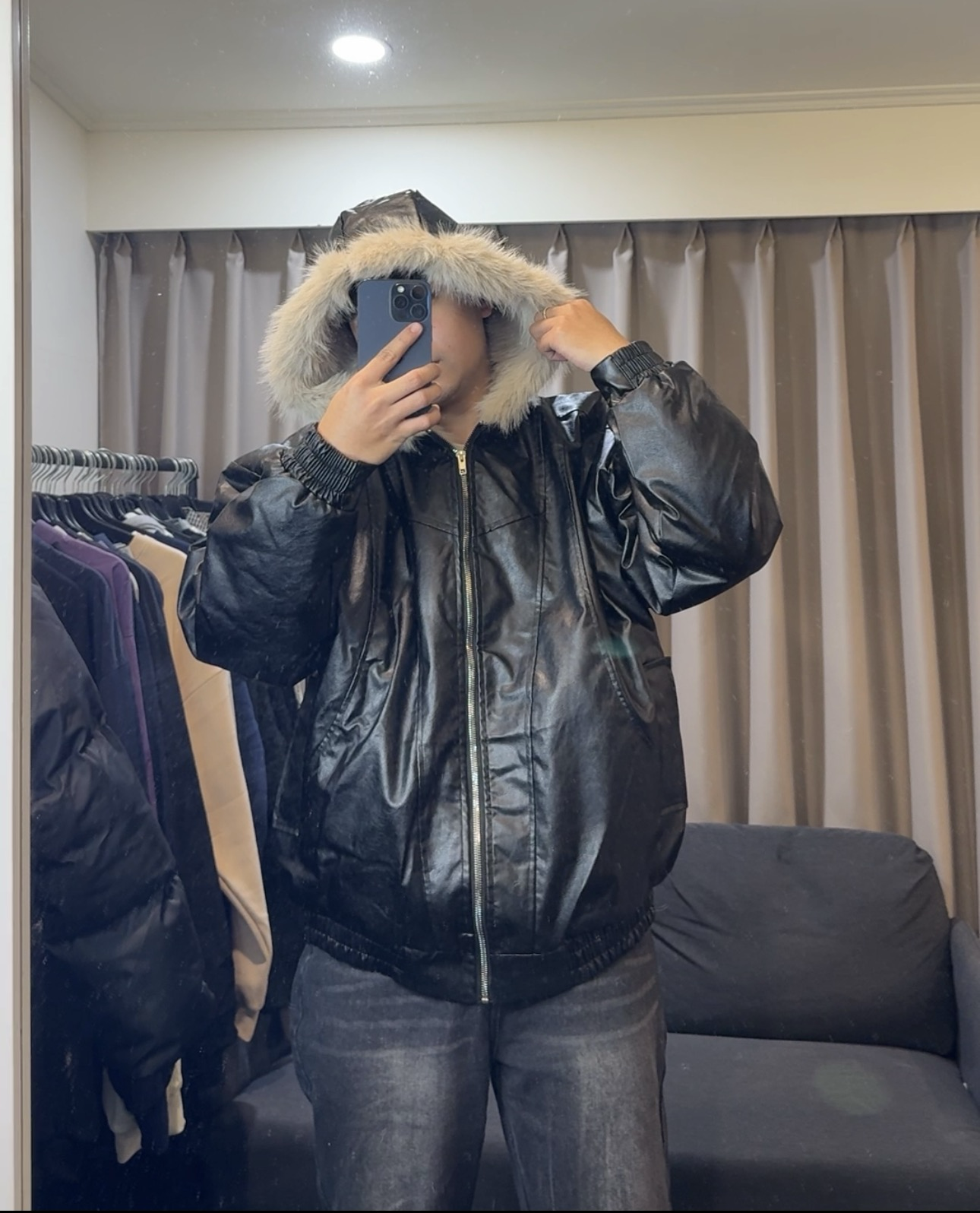 『RB』美式復古座山雕cleanfit皮毛一體外套