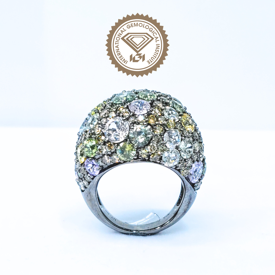 全新18K黑金12卡18份藍寶石配2卡68份鑽石戒指