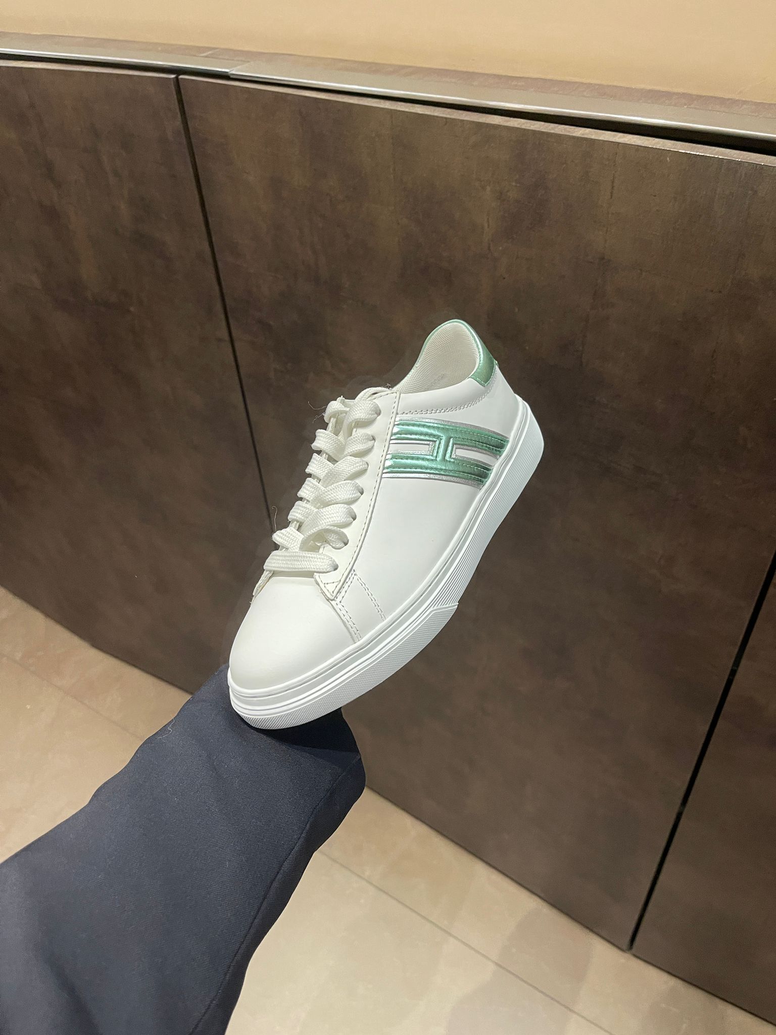 Tods Hogan H365 Allacciato sneakers cream with green H