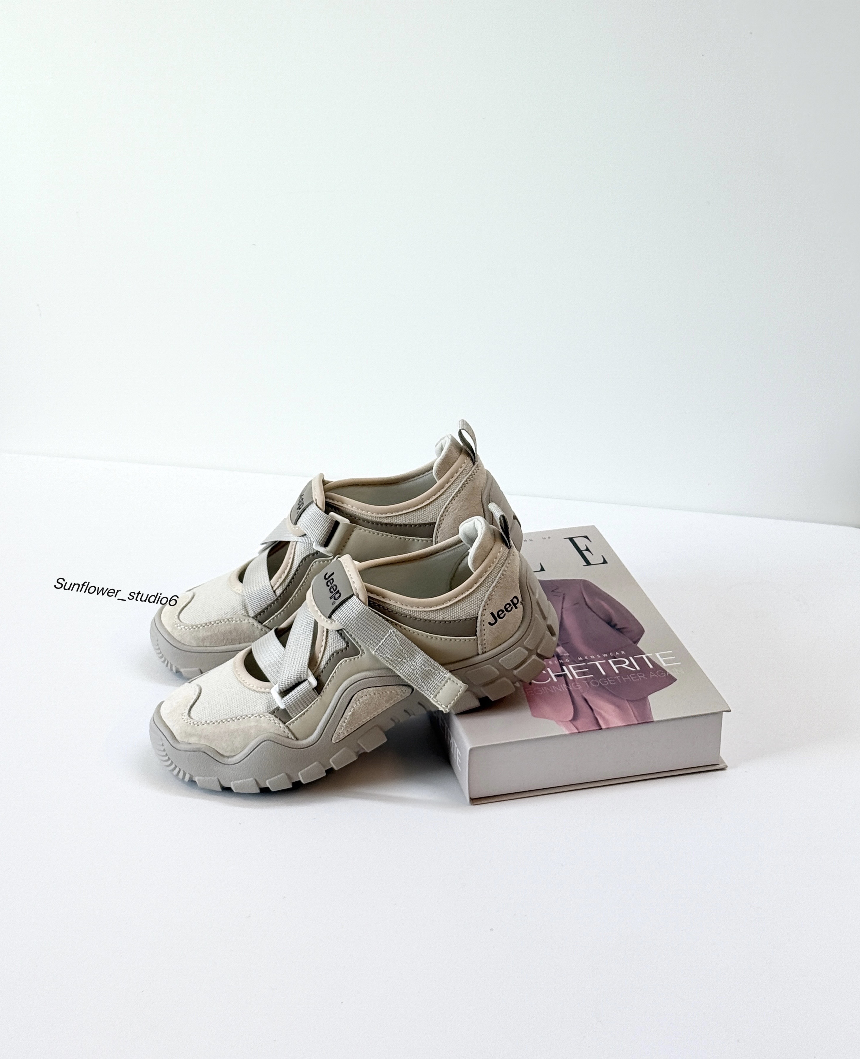JEEP 魔鬼氈輪胎鞋 淺灰色 灰色 綁帶 簍空 鋸齒鞋 厚底 機能風 女款/預購