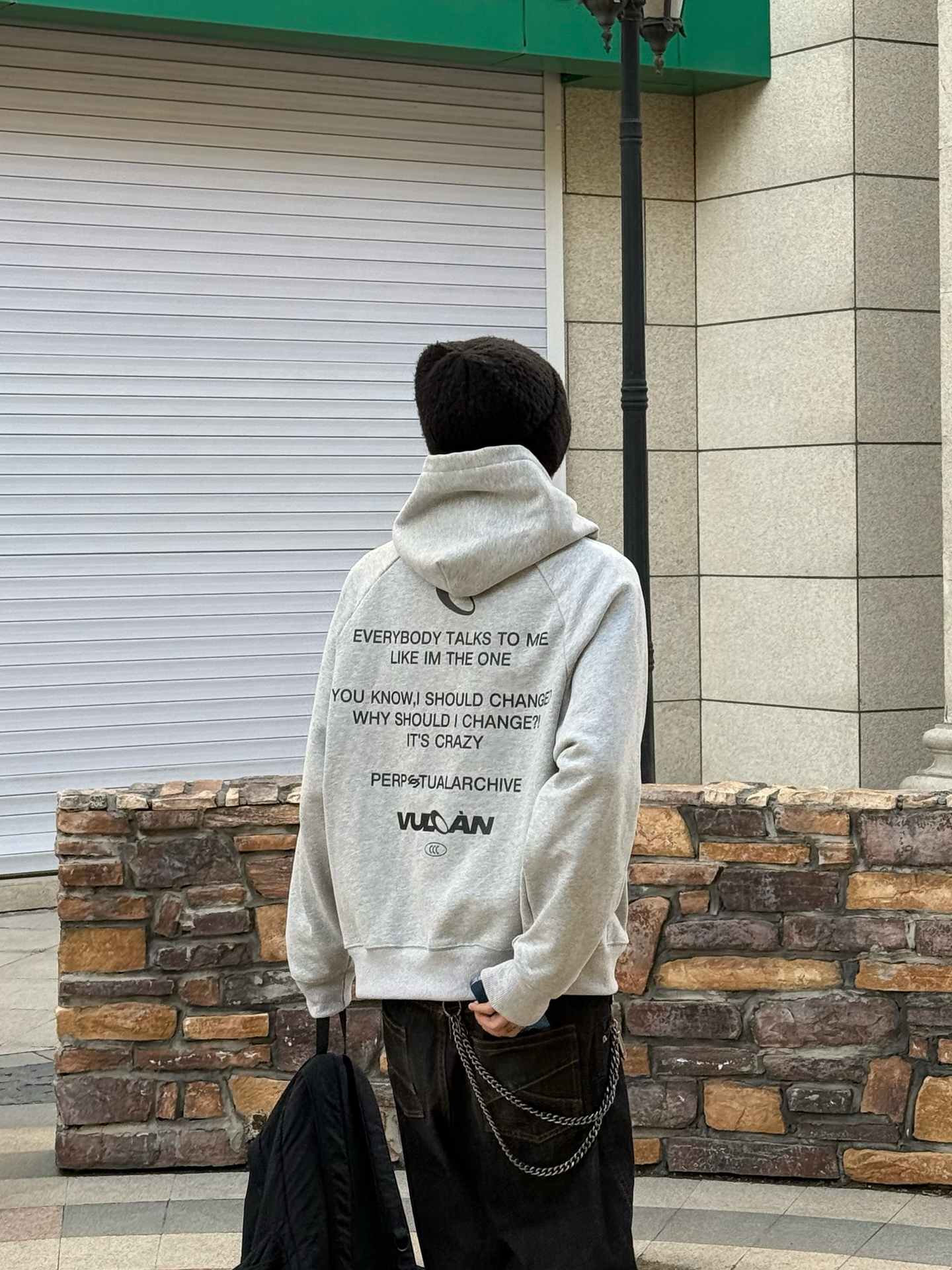 代購-VULCAN STORE 美式Loading logo簡約潮流百搭寬鬆加絨連帽Ｔ 男女同款