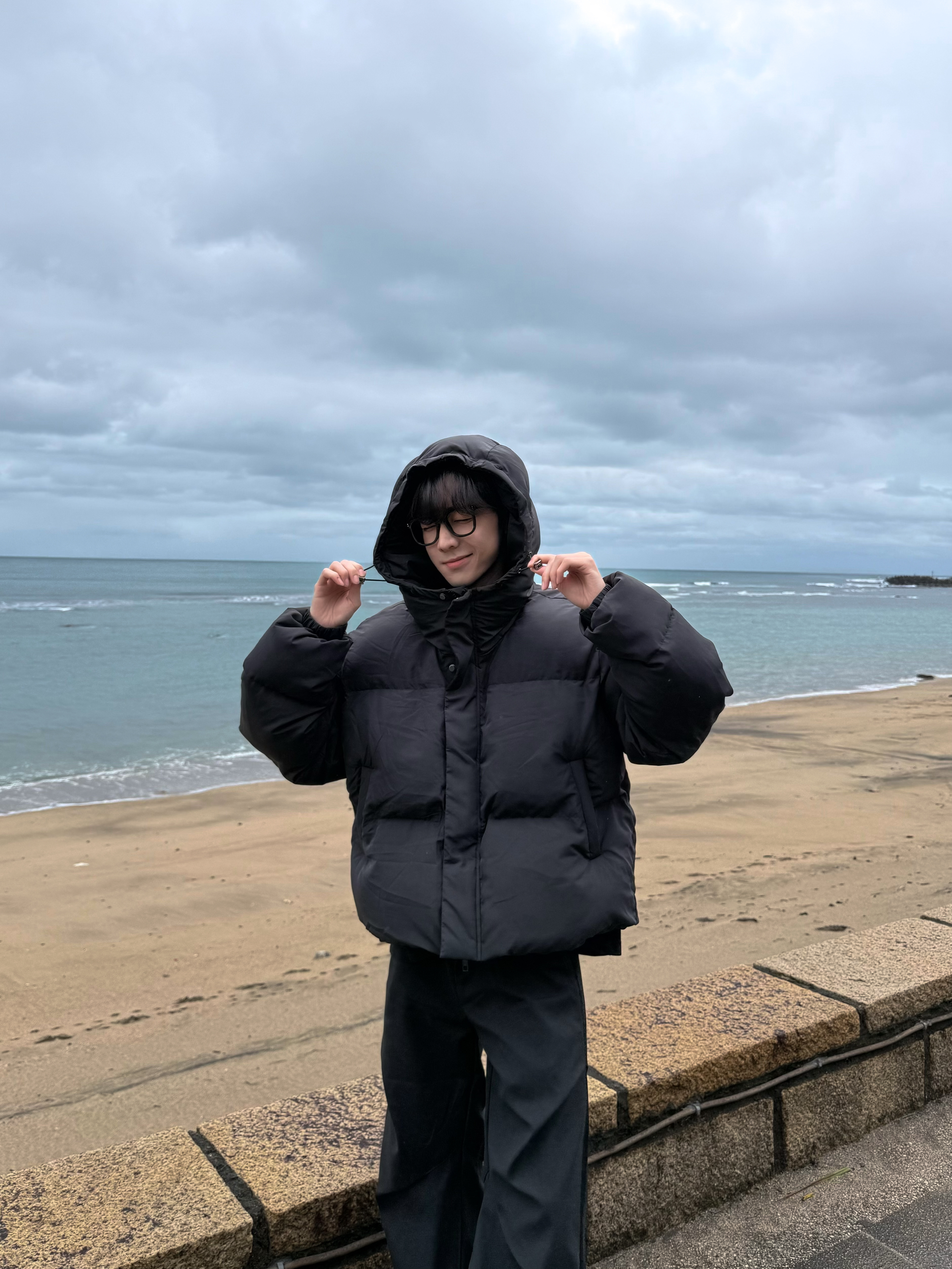 （售完不補）韓系厚磅短寬羽絨連帽外套 Boxy版型