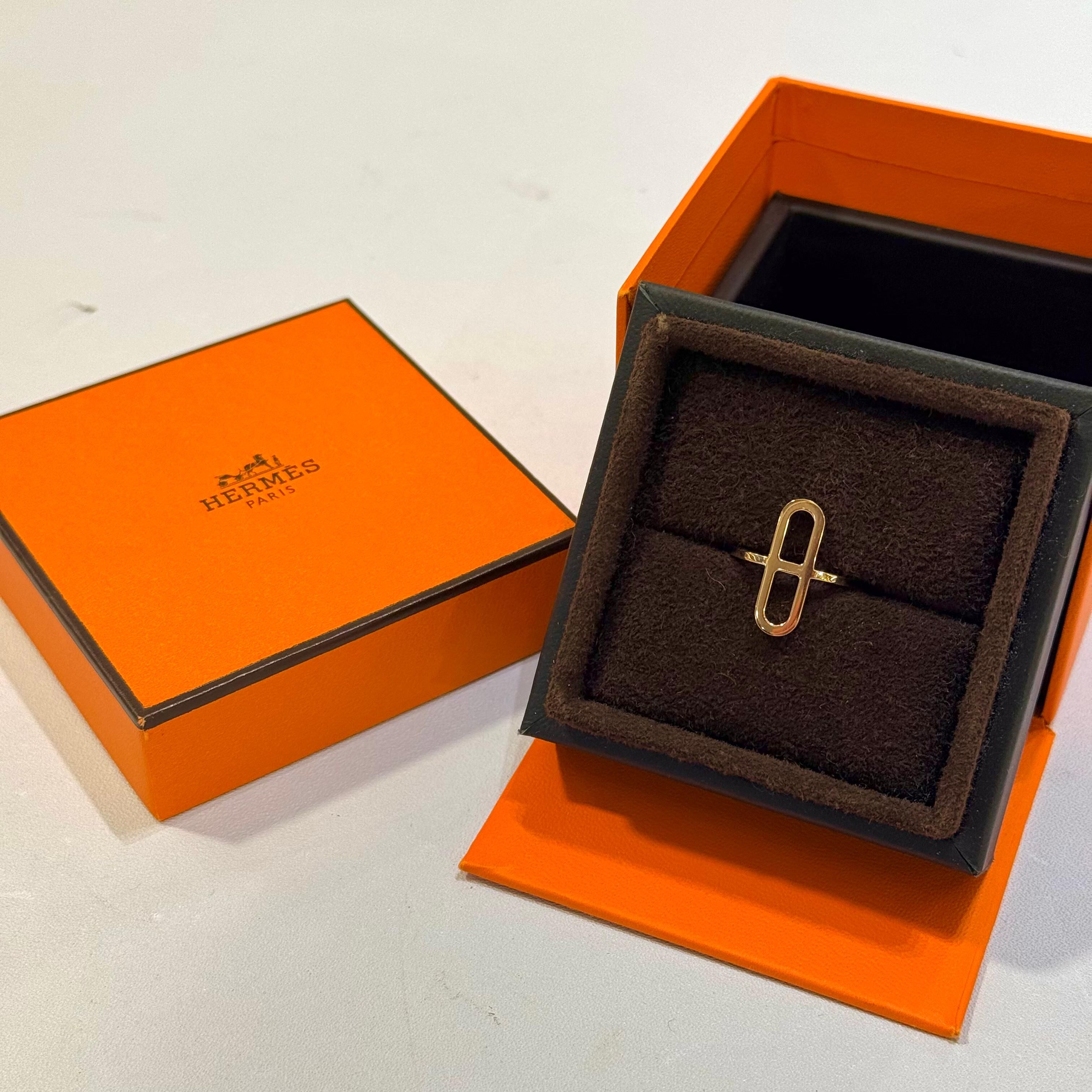 全新HEMRES戒指 52碼 18K玫瑰金EVER CHAINE DANCLE RING #豬鼻戒指 #BRAND NEW #香榭站正品