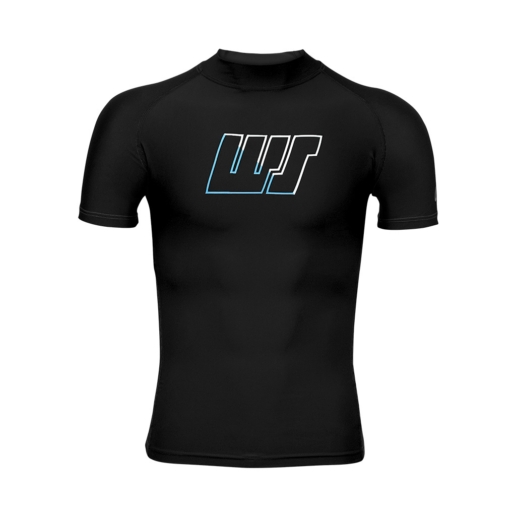 中性 POP LOGO 短袖游泳防曬上衣 - 黑