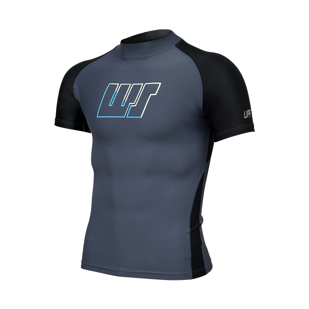 中性 POP LOGO 短袖防曬上衣 - 灰/黑