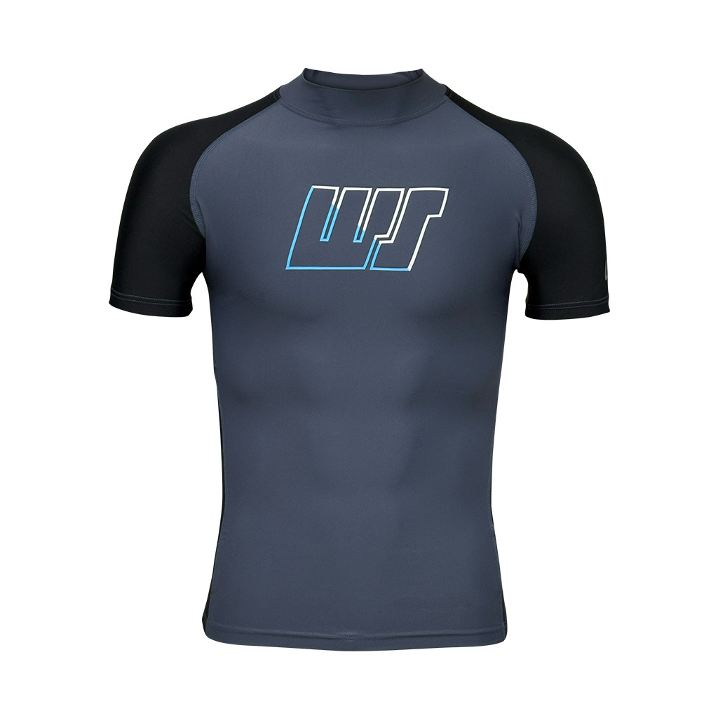 中性 POP LOGO 短袖防曬上衣 - 灰/黑