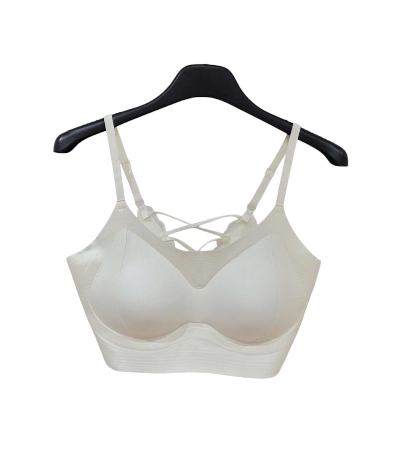 A7 #23786  暗紋交叉背喱土bra top - 米色