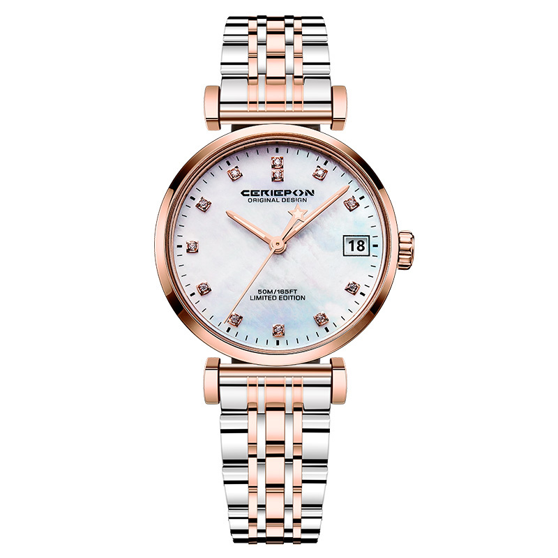 【Ceriepon凱鉑】詩意時間約會系列 系列 KB9069L 精緻 晶鑽 帶日期 不鏽鋼 石英 女款 手錶