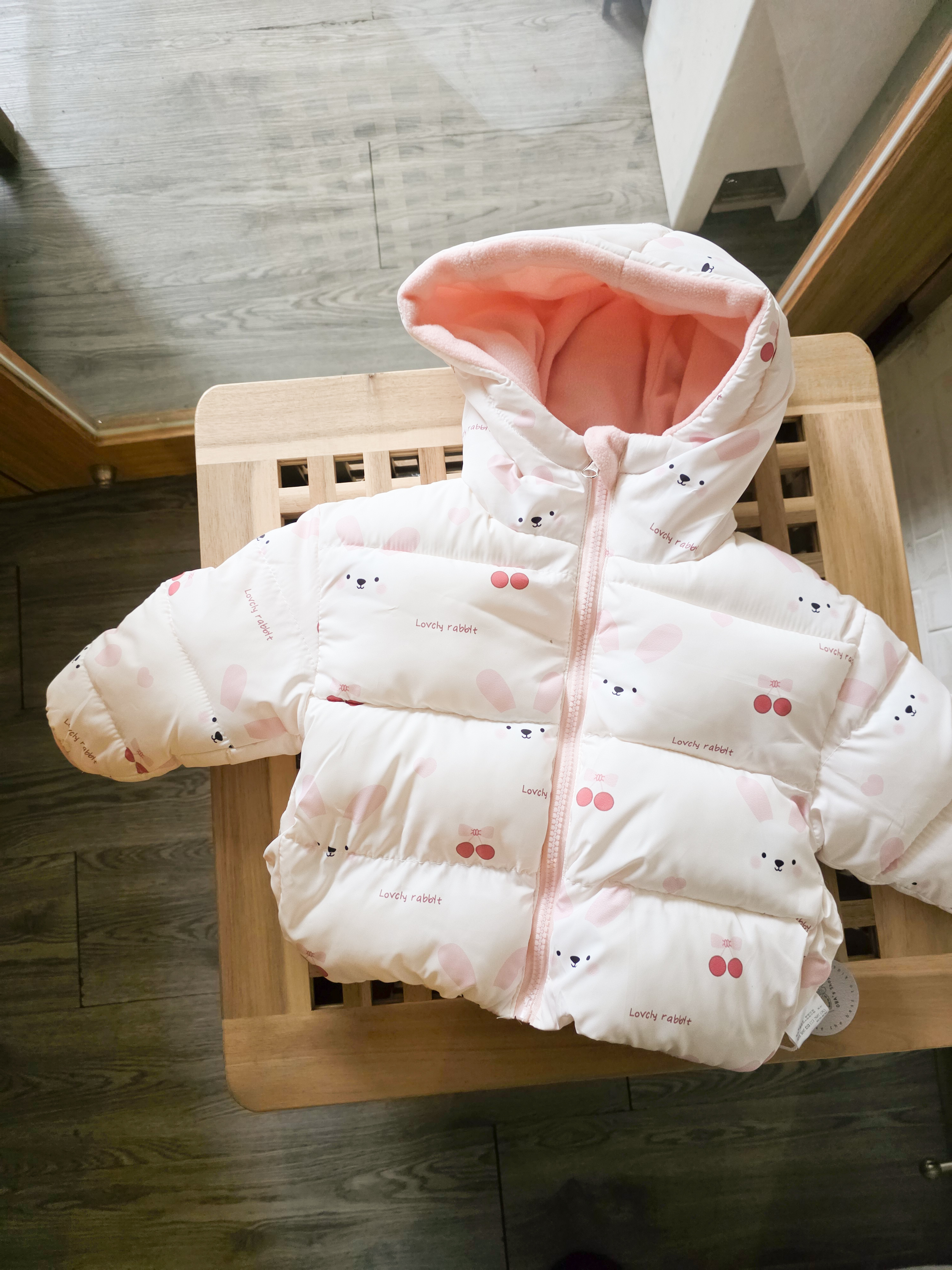 淺粉兔兔 雙面穿加絨外套