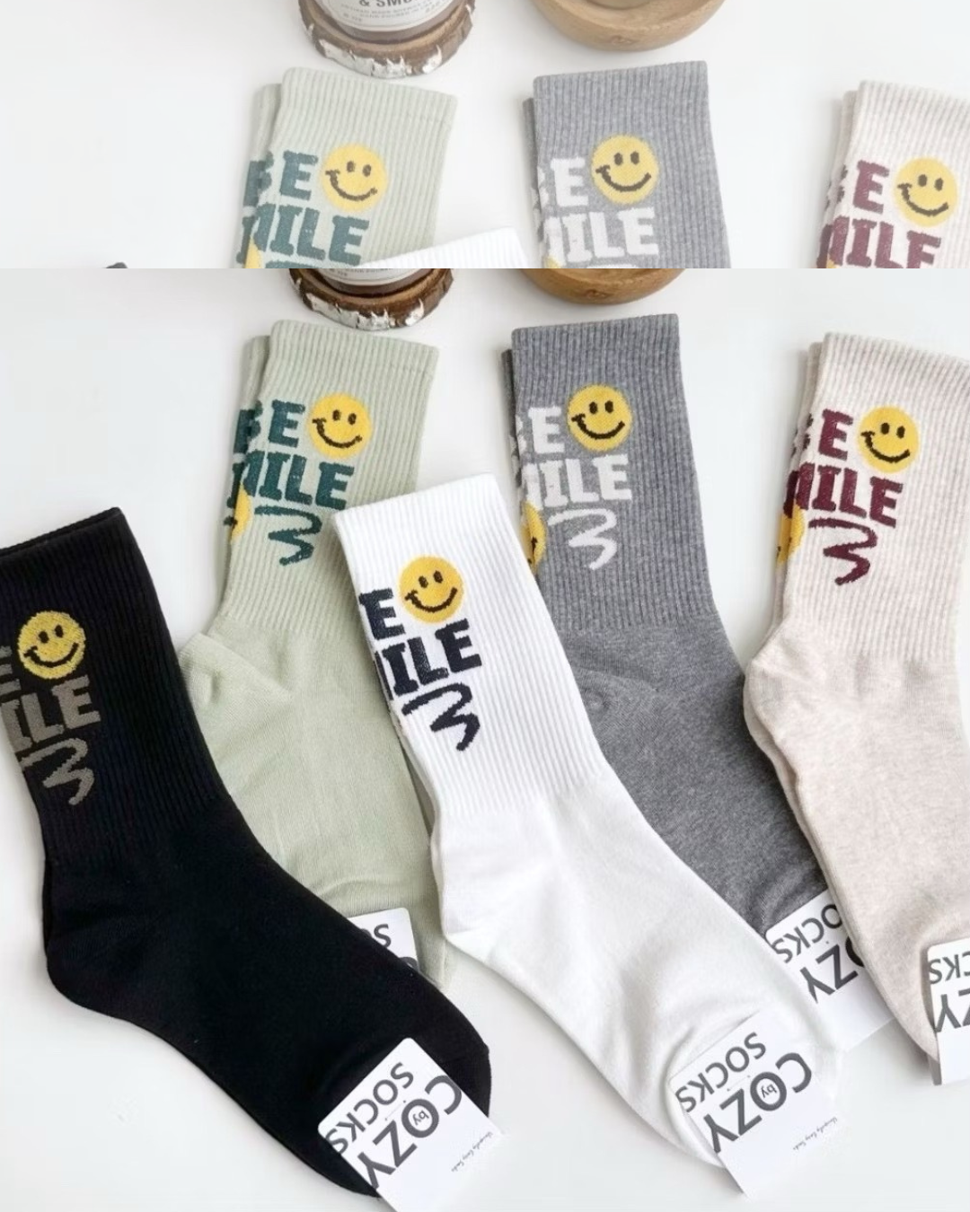 COZY  微笑小臉中筒襪