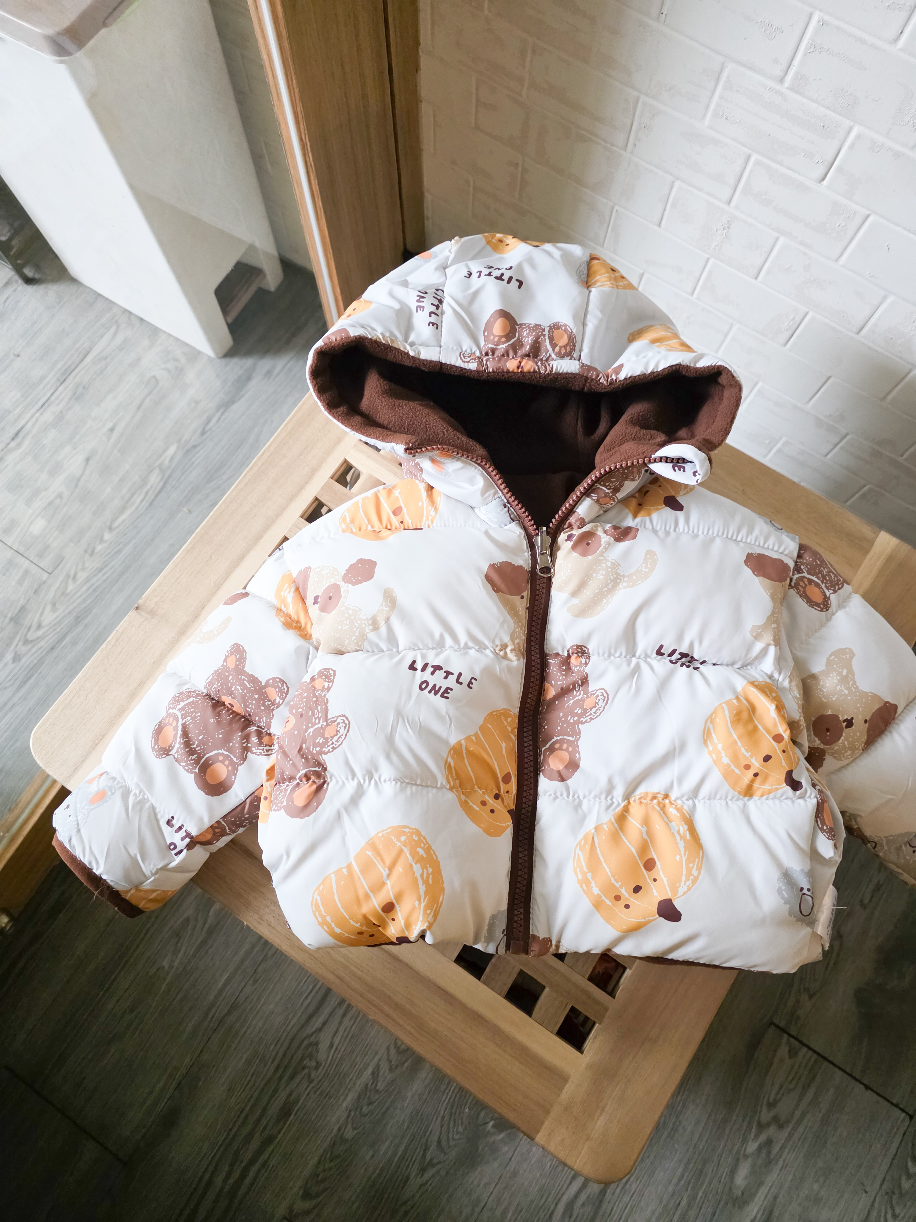 南瓜小熊 雙面穿加絨外套