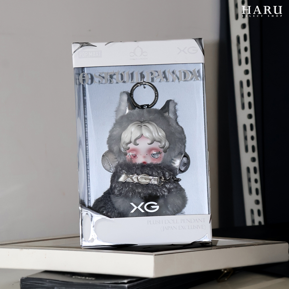 日本限定 POPMART 泡泡瑪特 POP MART SKULLPANDA SP XG Plush Doll Pendant 毛絨公仔 搪膠臉 吊飾 吊卡 銀灰色