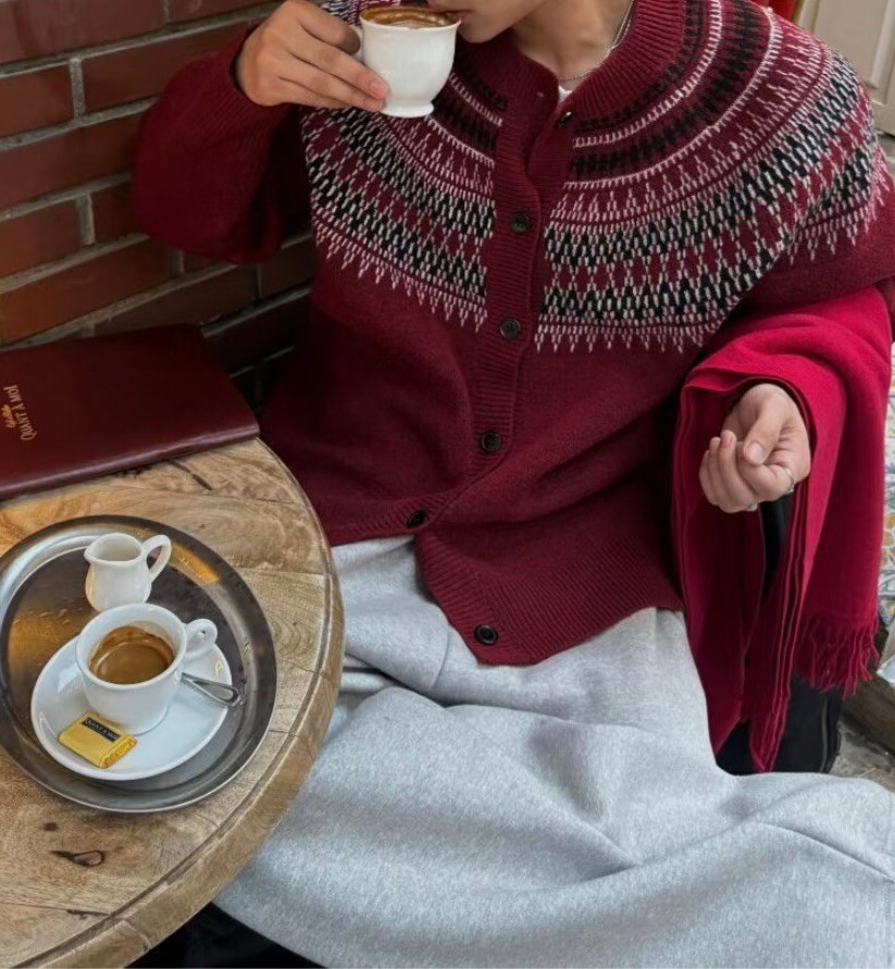 雪花紋羊毛外套