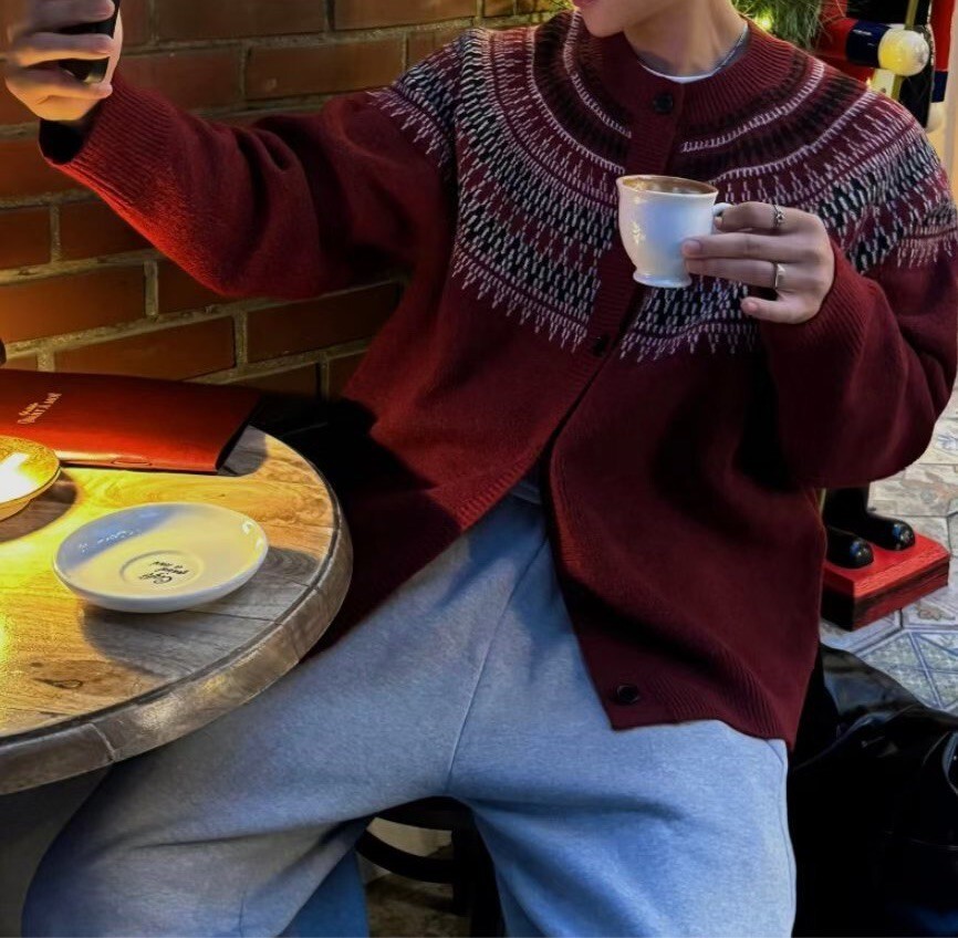 雪花紋羊毛外套