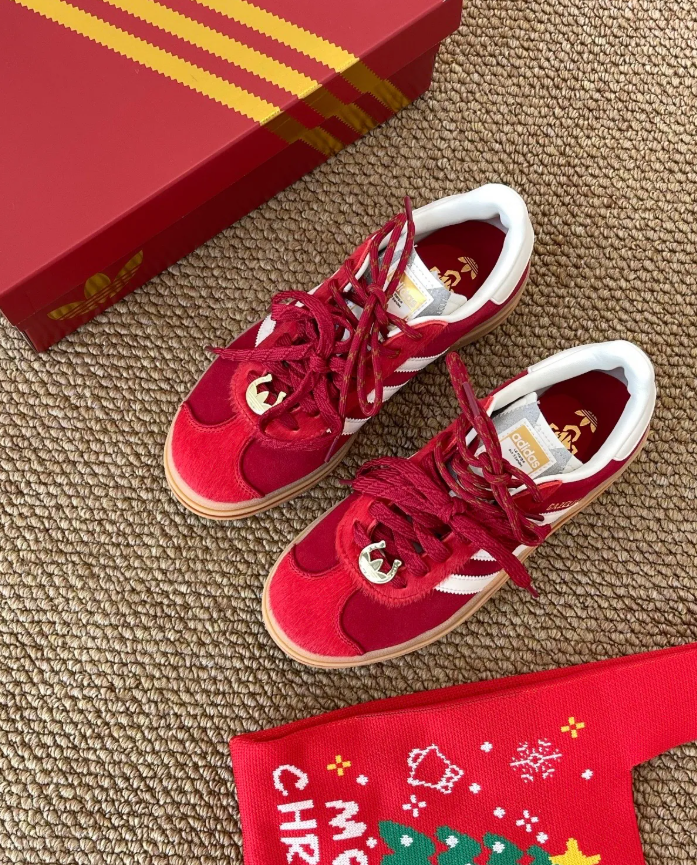 ADIDAS ORIGINALS GAZELLE BOLD  馬年限定 紅色 馬蹄 馬毛 厚底 增高 焦糖底 女鞋 KJ4293