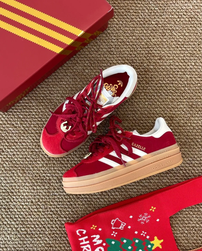 ADIDAS ORIGINALS GAZELLE BOLD  馬年限定 紅色 馬蹄 馬毛 厚底 增高 焦糖底 女鞋 KJ4293