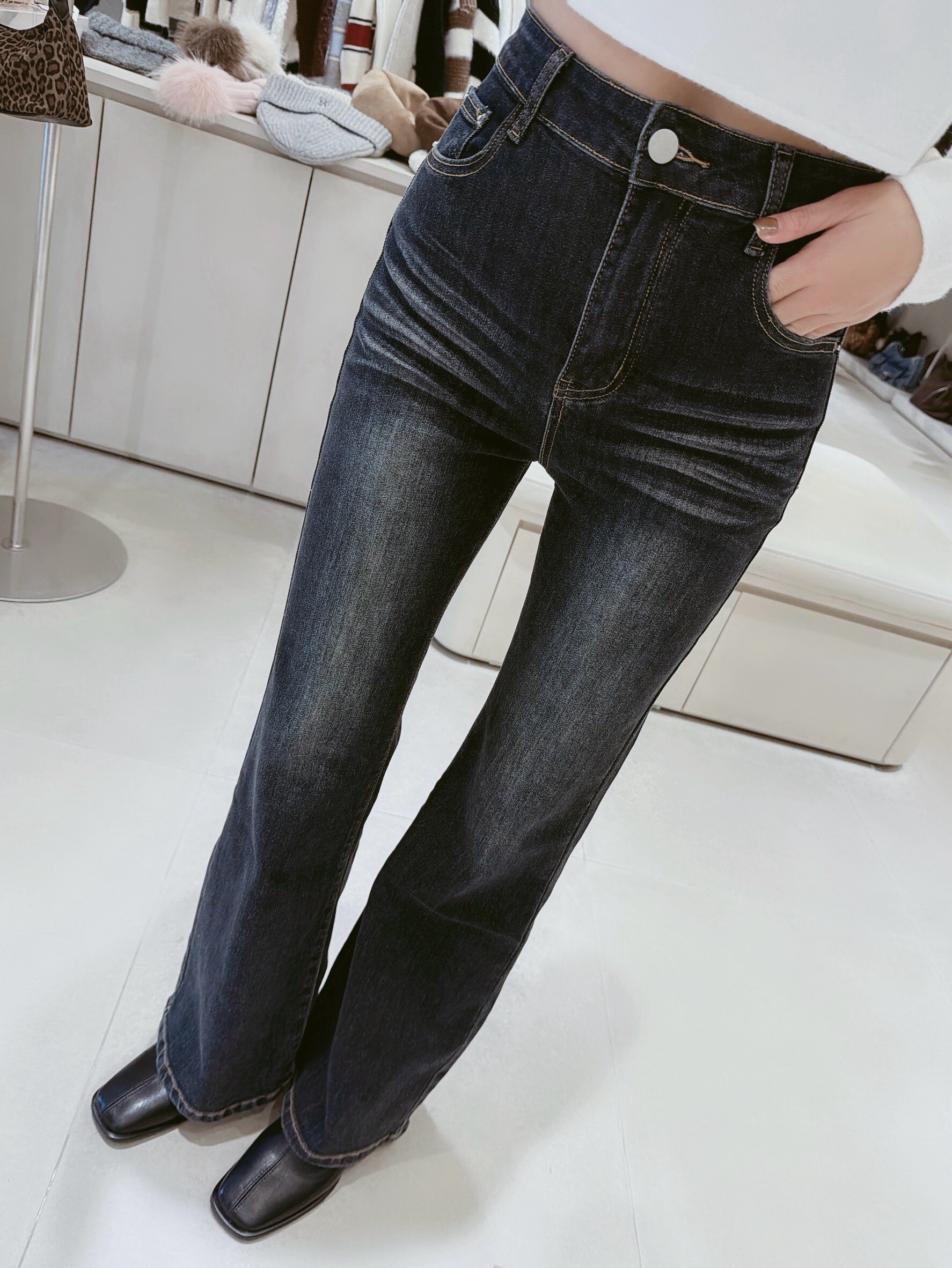 刷色牛仔喇叭褲 9069