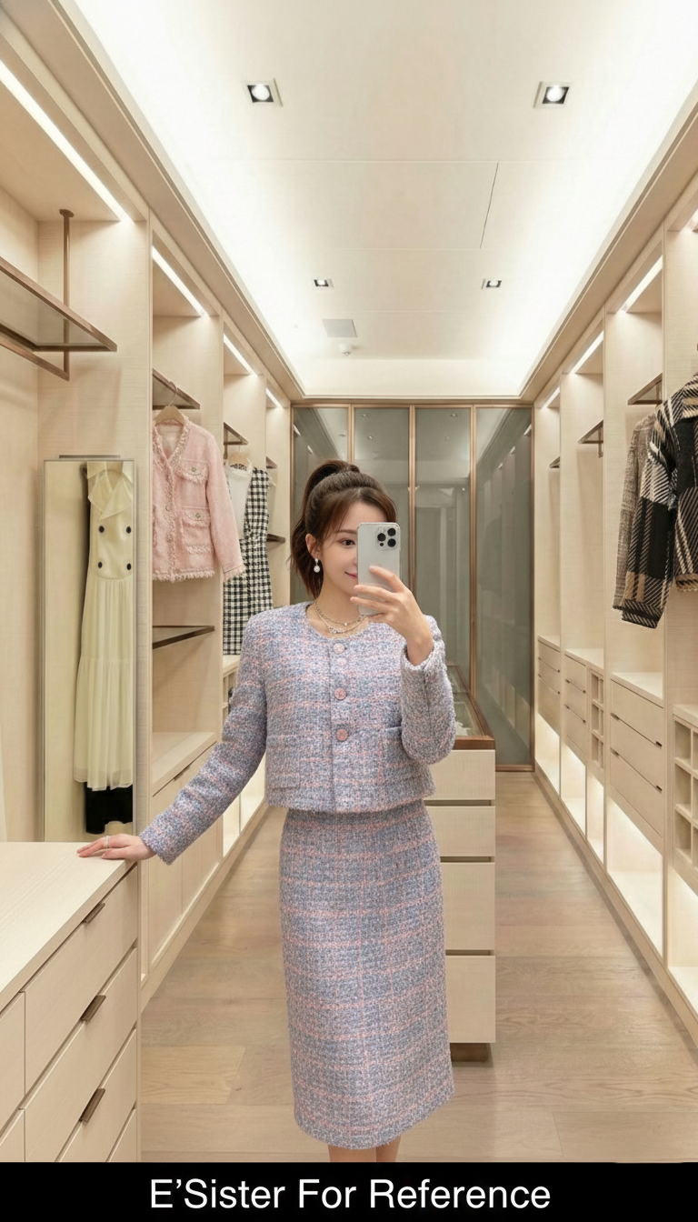 氣質毛呢短版外套＋長裙兩件套 C71