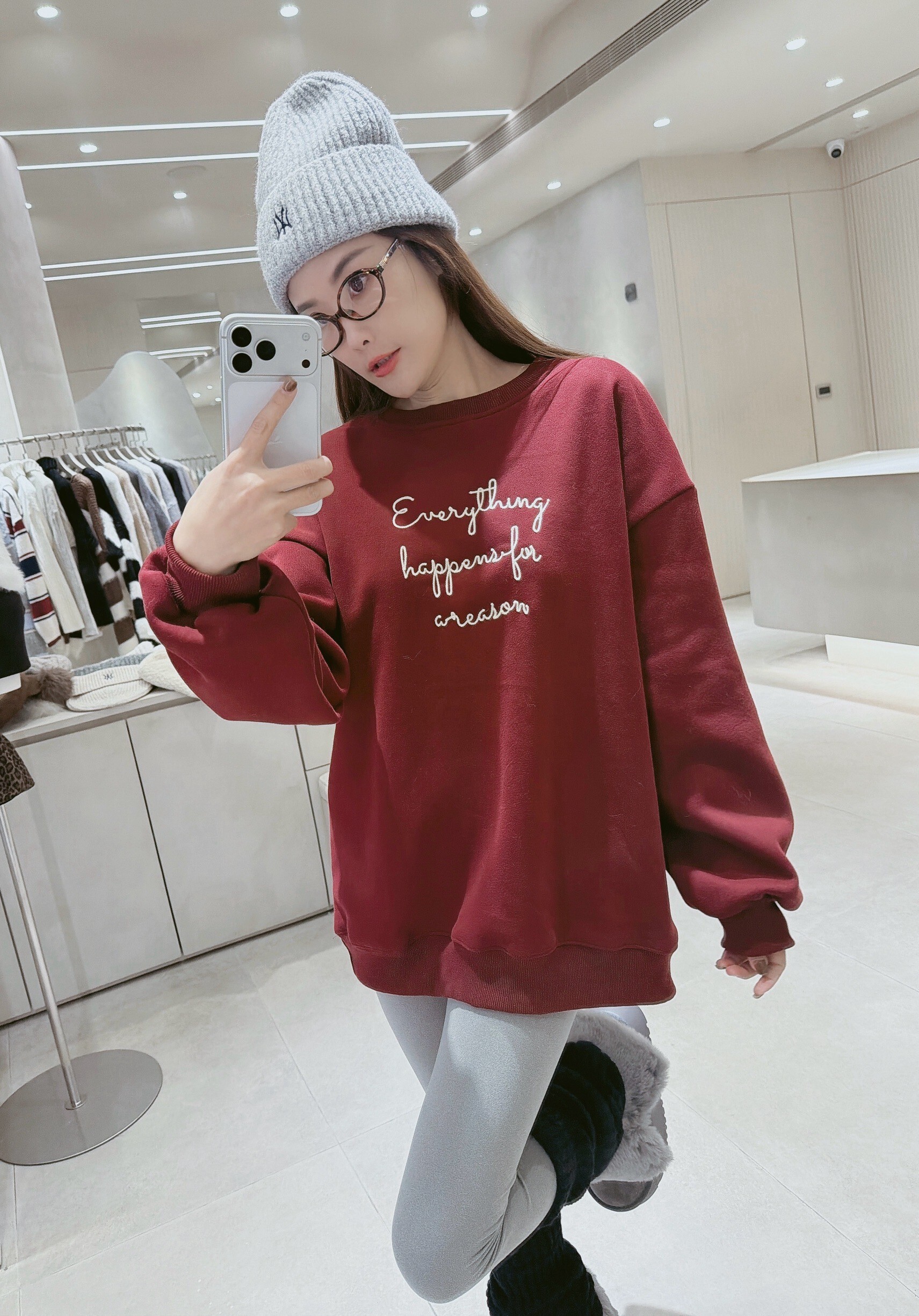 毛線草寫字刷毛棉質衣