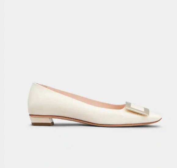 1FF0101-102 ROGER VIVIER Belle Vivier Ballerinas in Patent Leather White (SS26) #RVW00700920D1P9997 (S-EU-E)