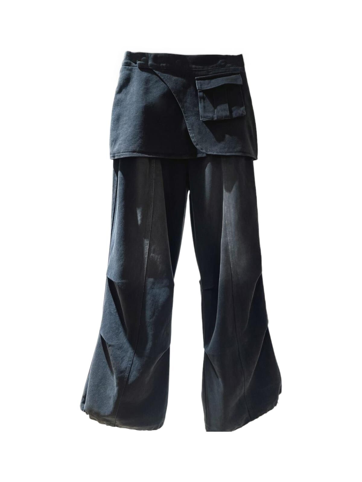 A16 #23262 洗水短裙set牛仔褲 - 黑色