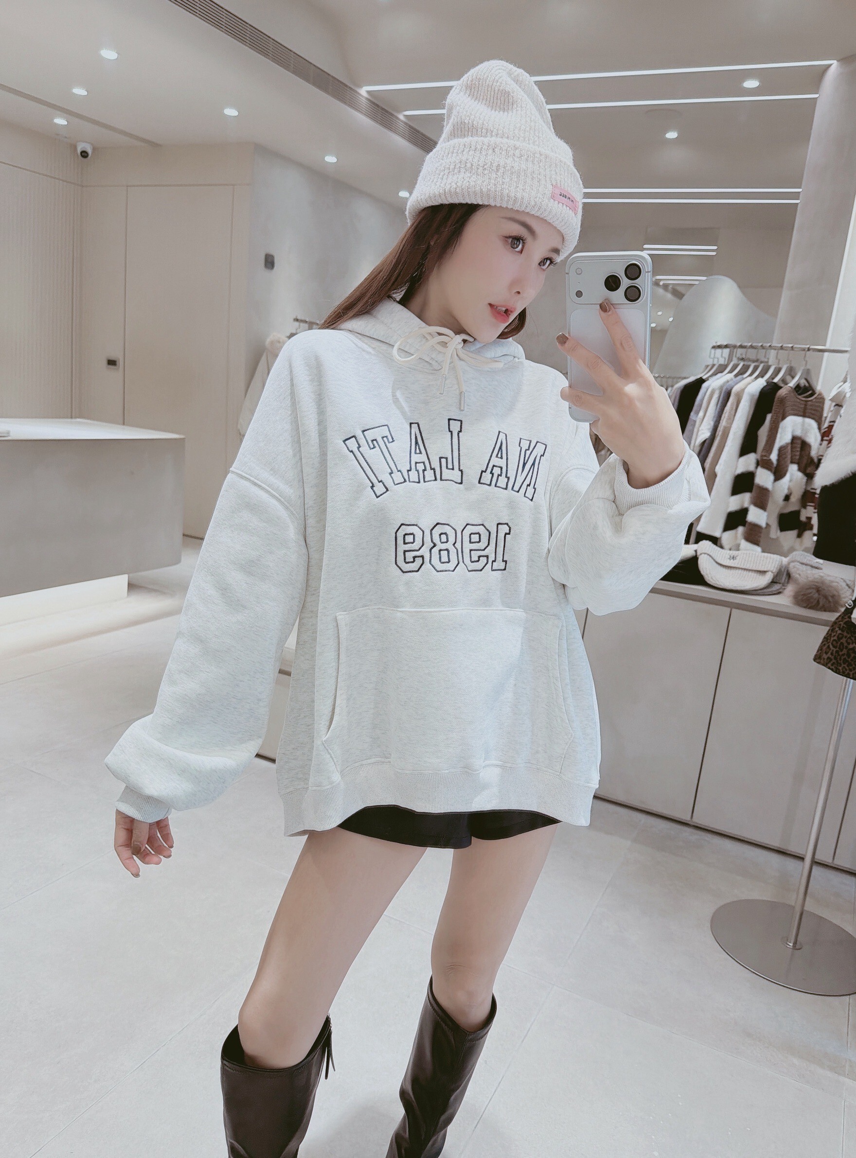 NA LATI刷絨1989連帽棉質衣